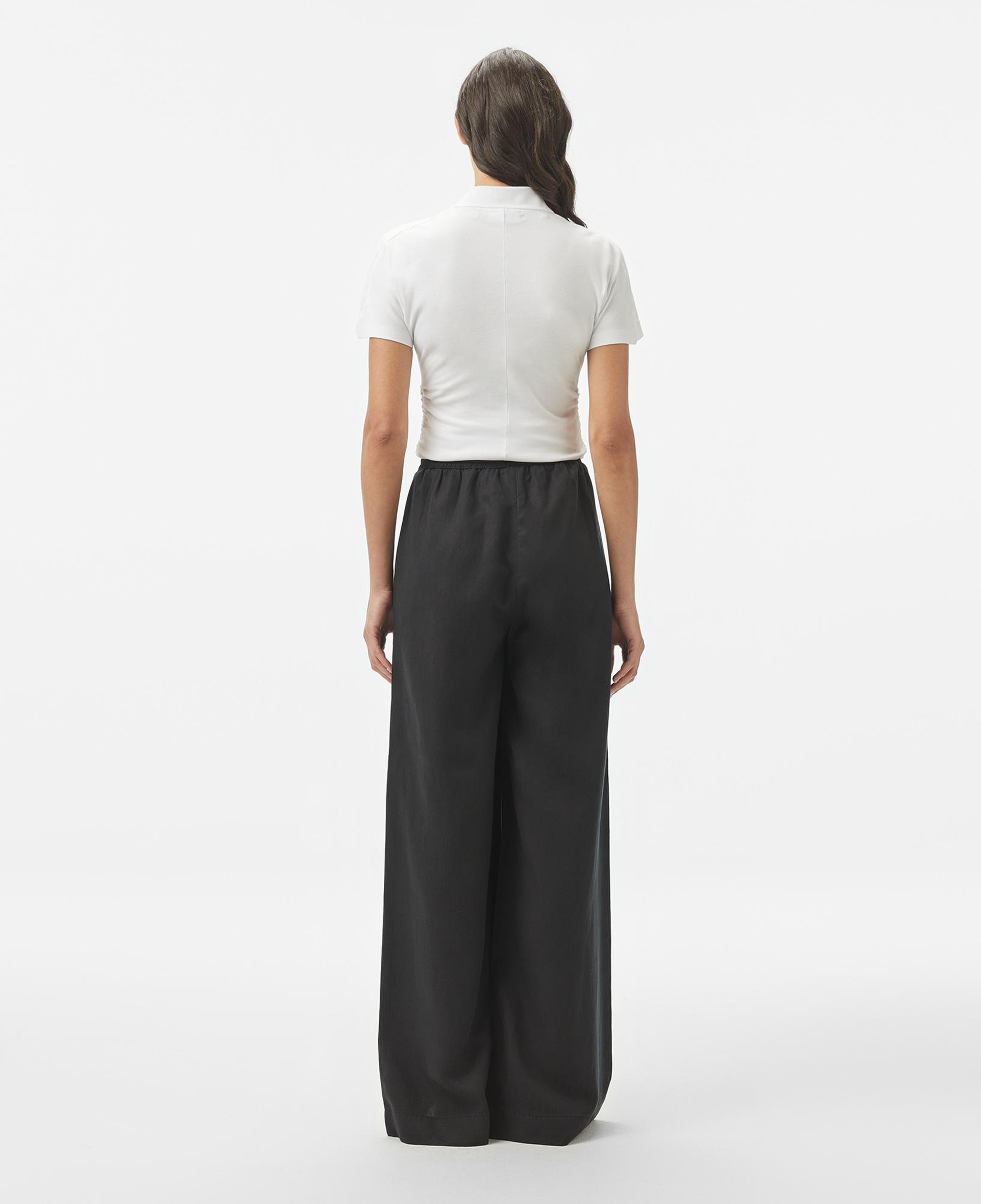 Kadın Relaxed Fit Siyah Keten Karışımlı Pantolon
