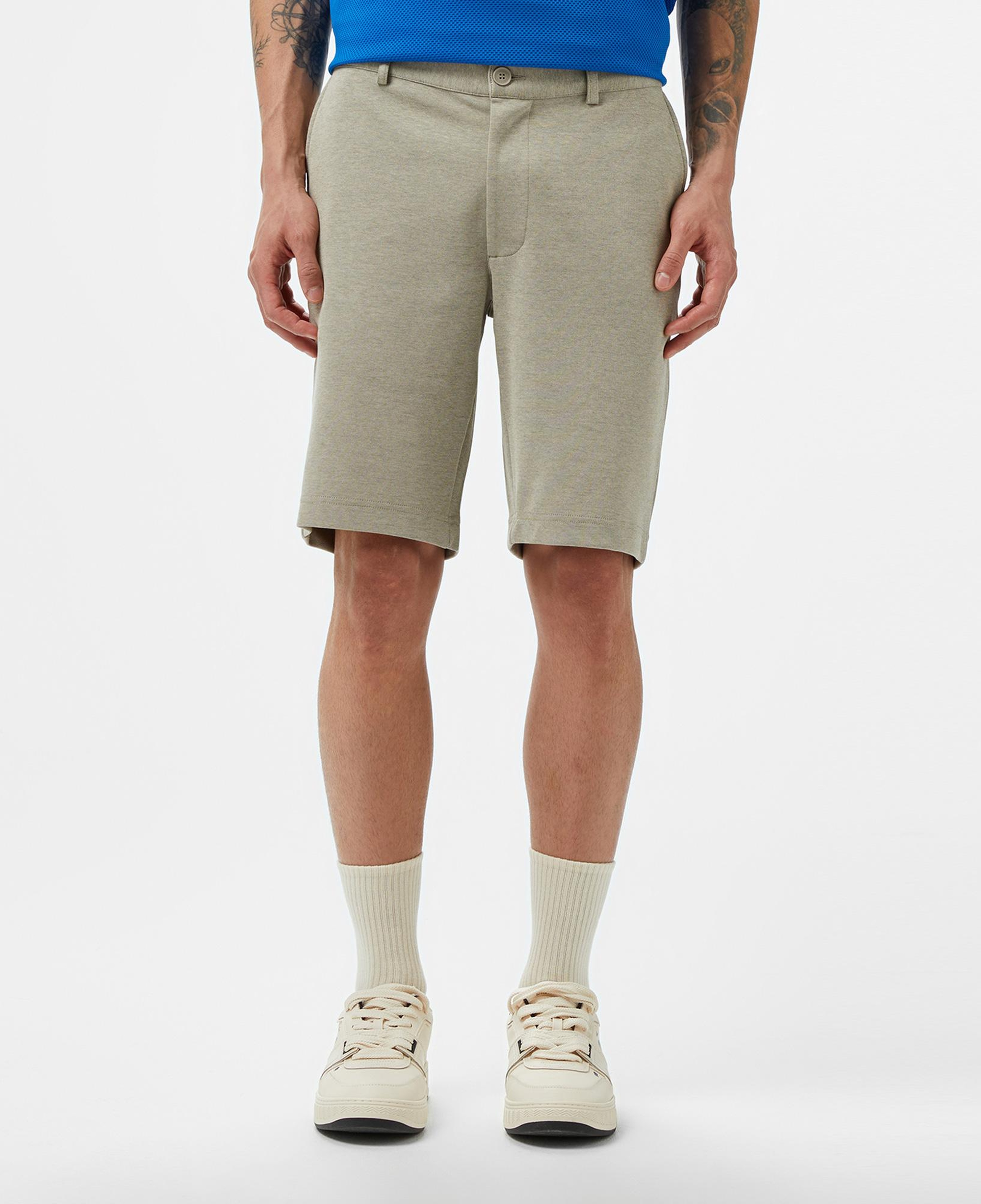 Erkek Tapered Fit Bej Bermuda Şort