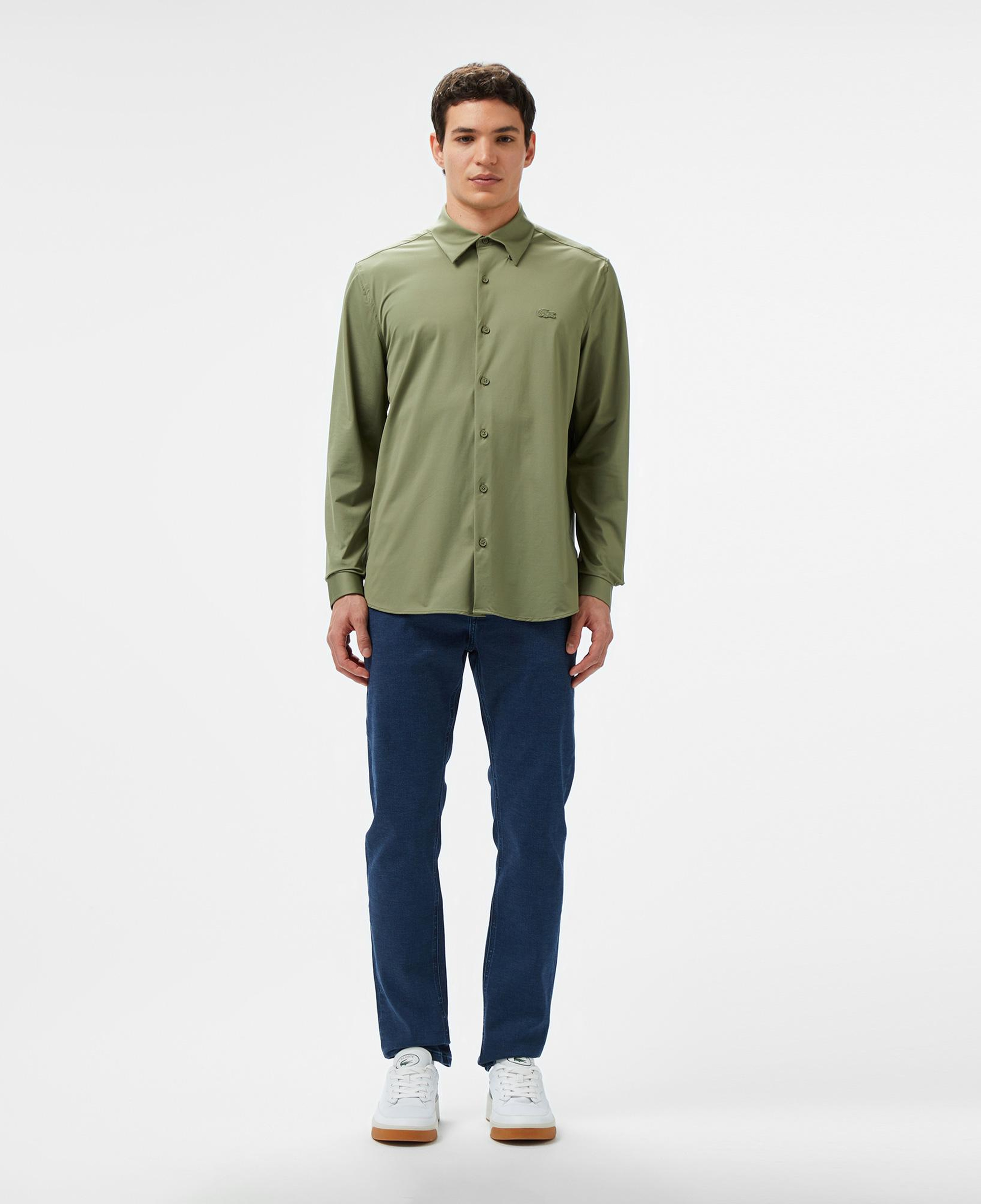 Erkek Slim Fit Haki Gömlek