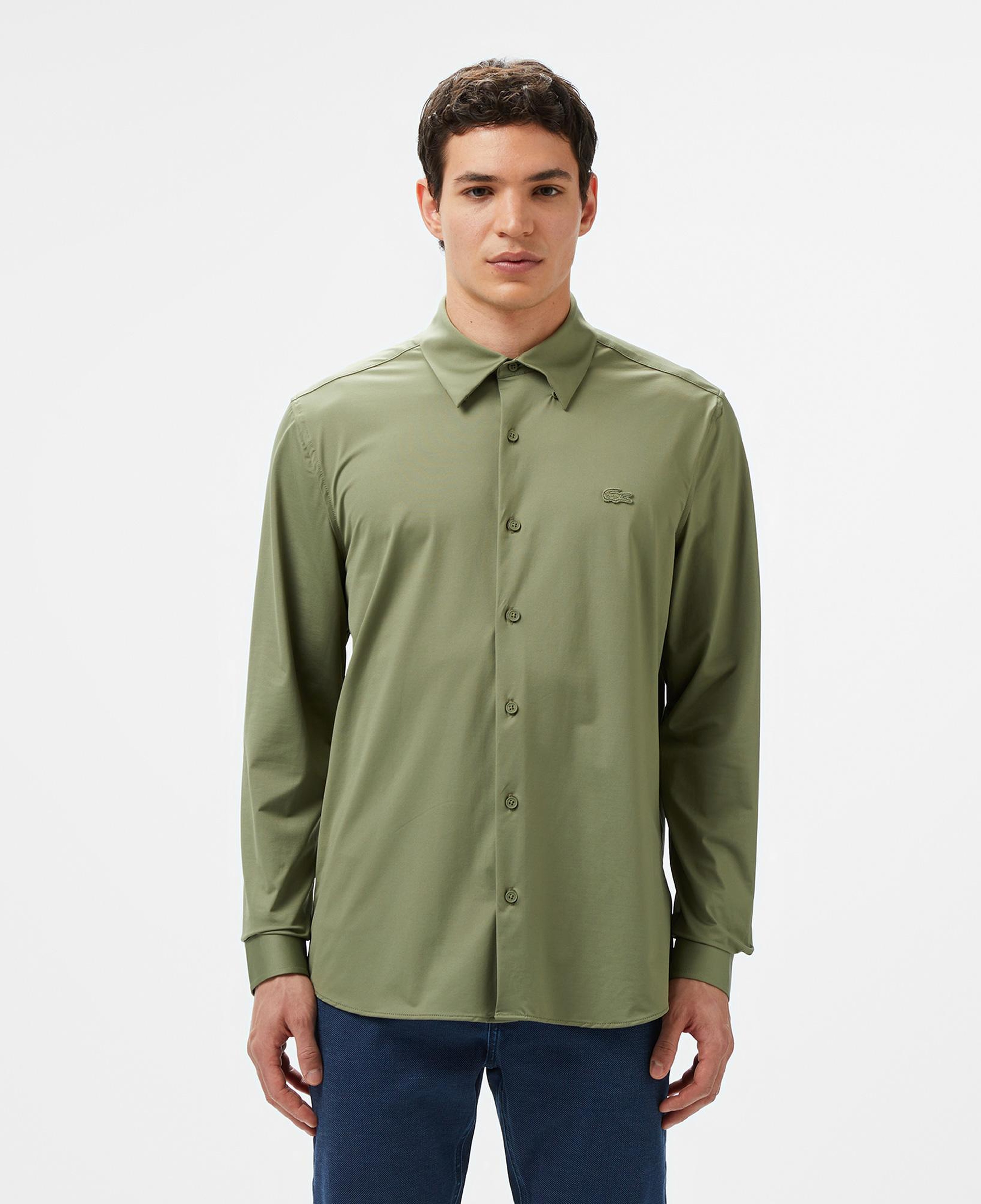 Erkek Slim Fit Haki Gömlek