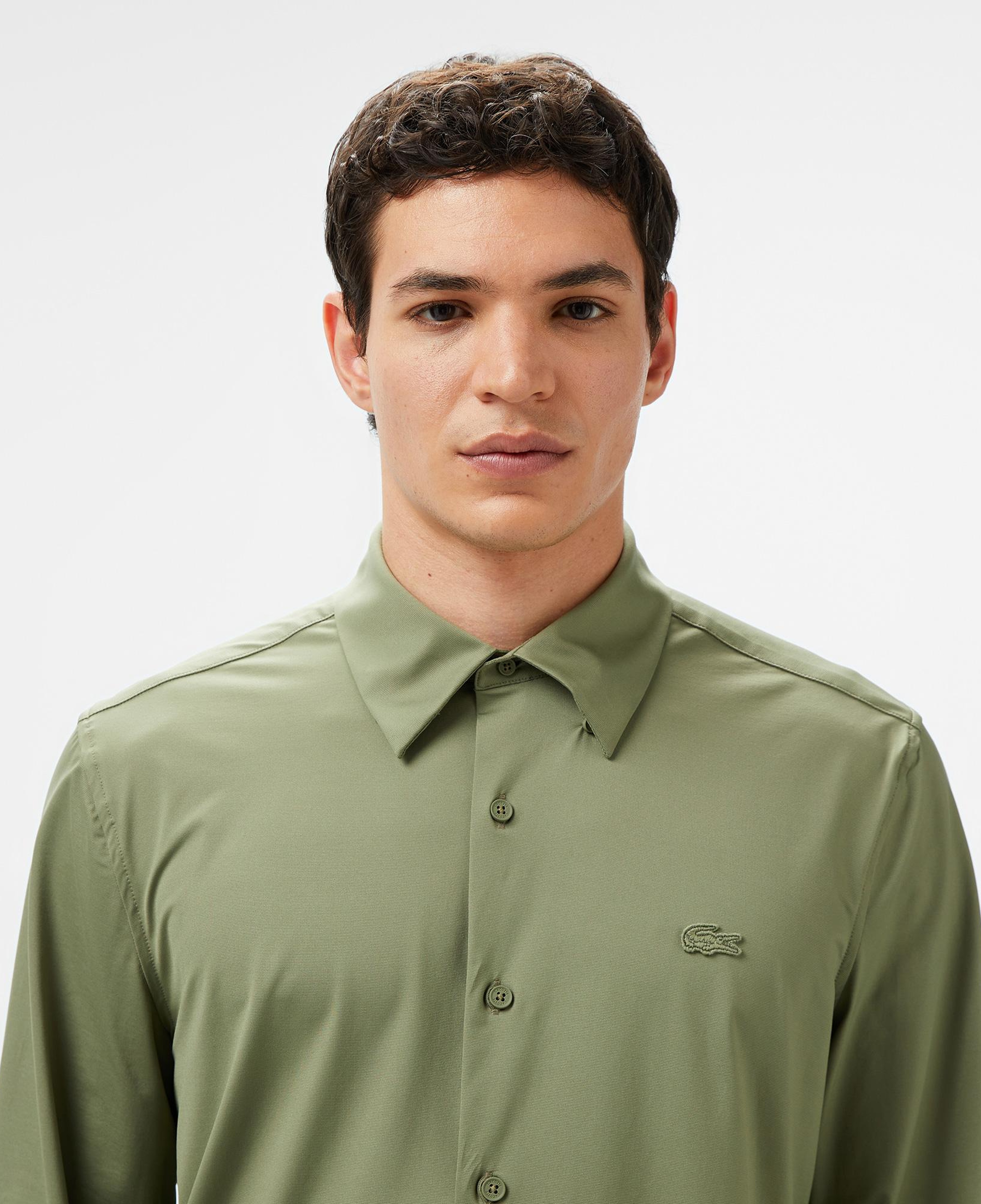 Erkek Slim Fit Haki Gömlek