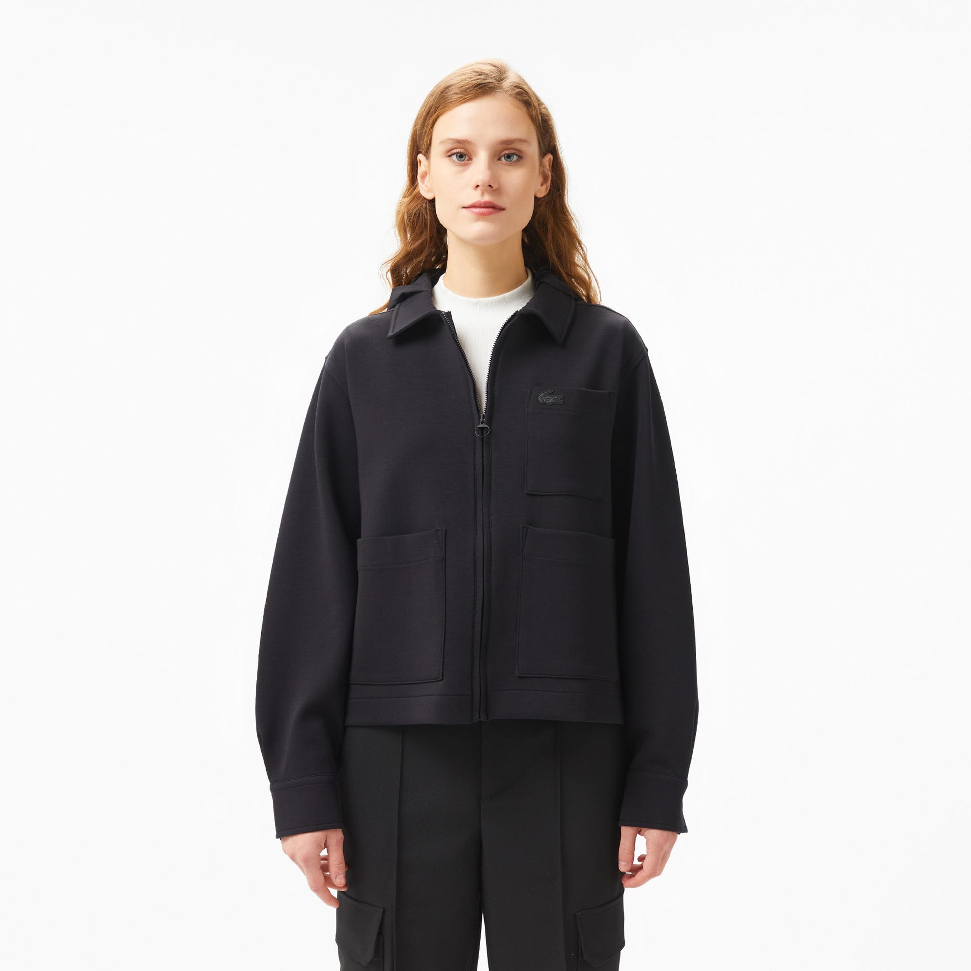 Kadın Relaxed Fit Kapüşonlu Siyah Ceket