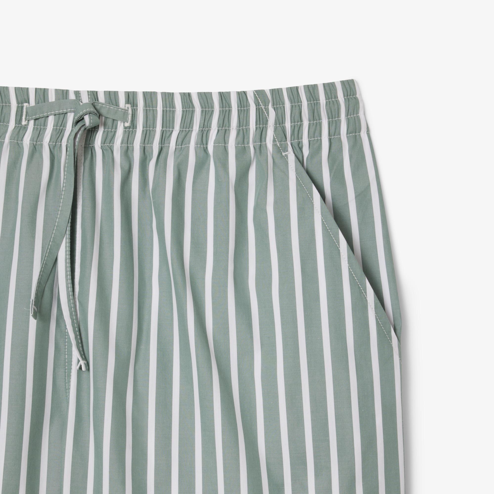 Erkek Relaxed Fit Çizgili Yeşil Şort