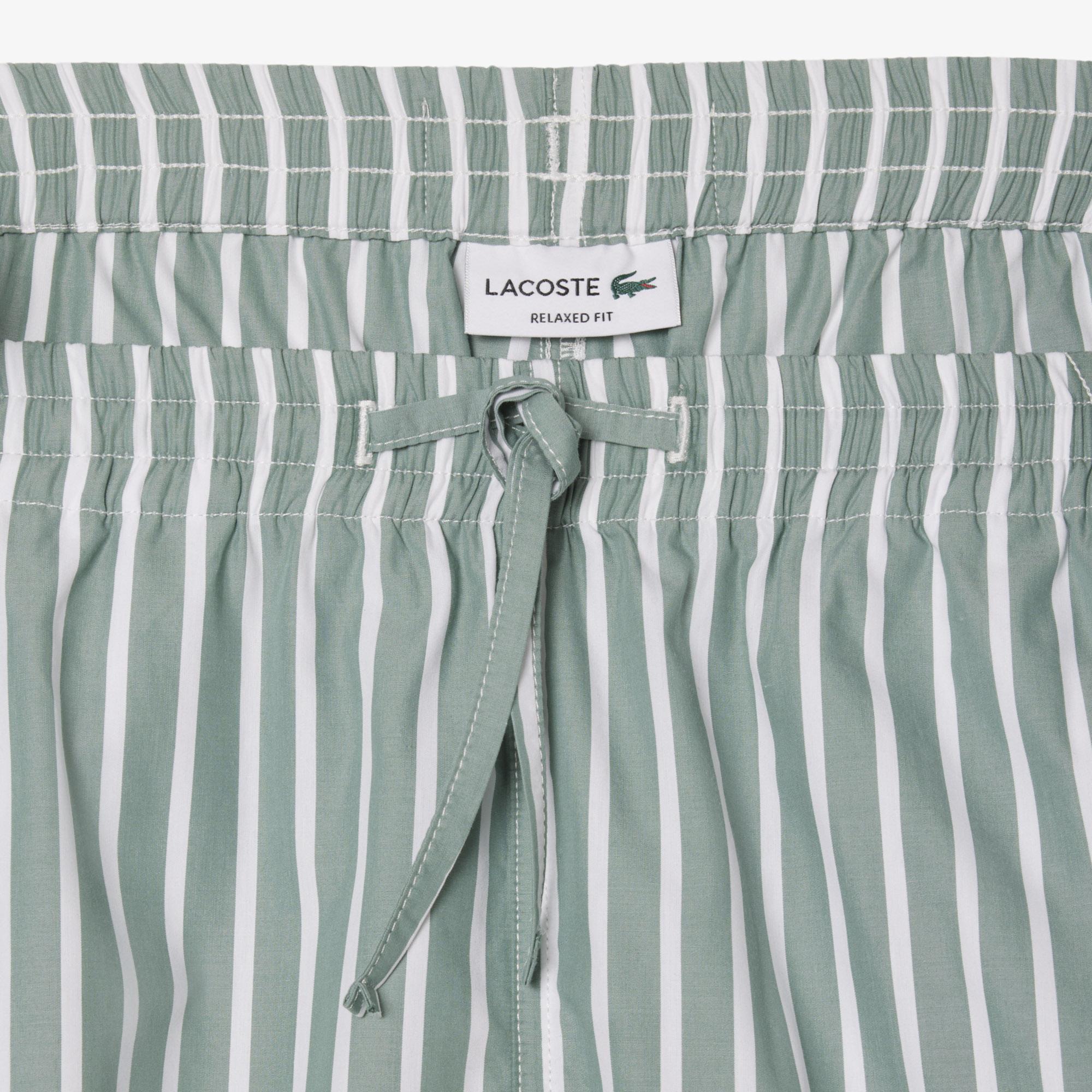Erkek Relaxed Fit Çizgili Yeşil Şort