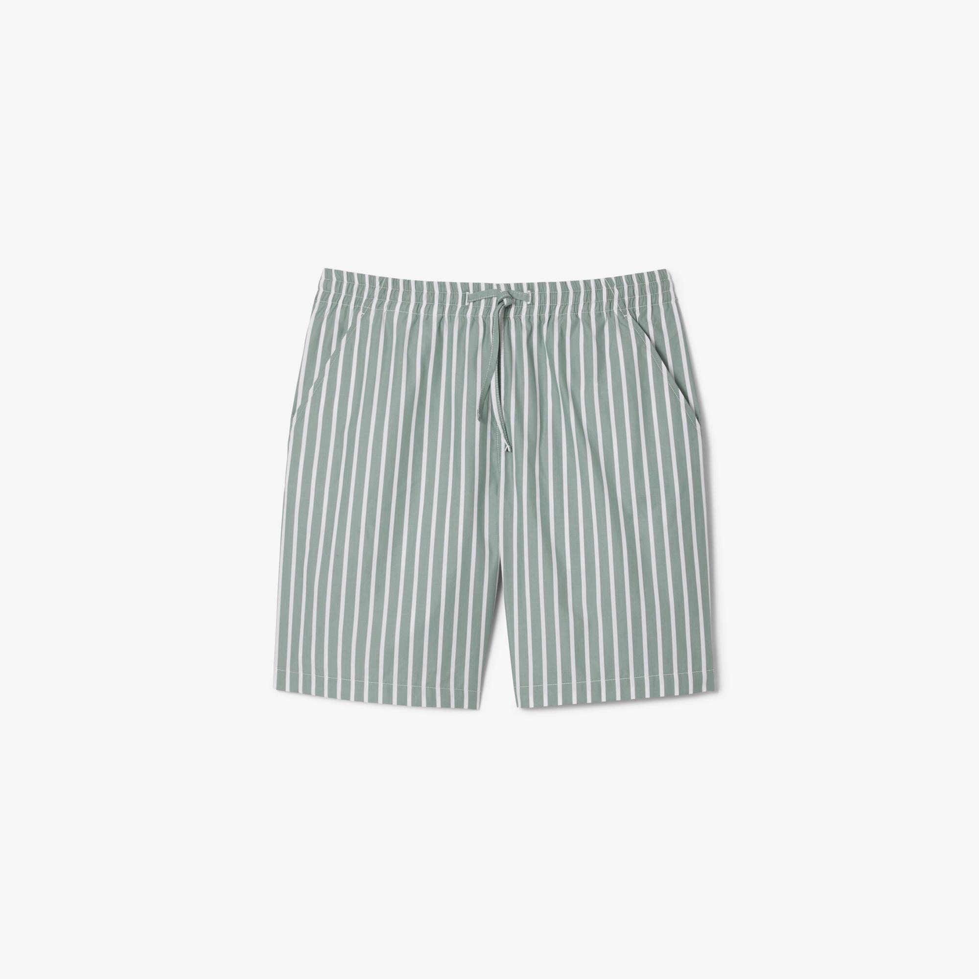 Erkek Relaxed Fit Çizgili Yeşil Şort