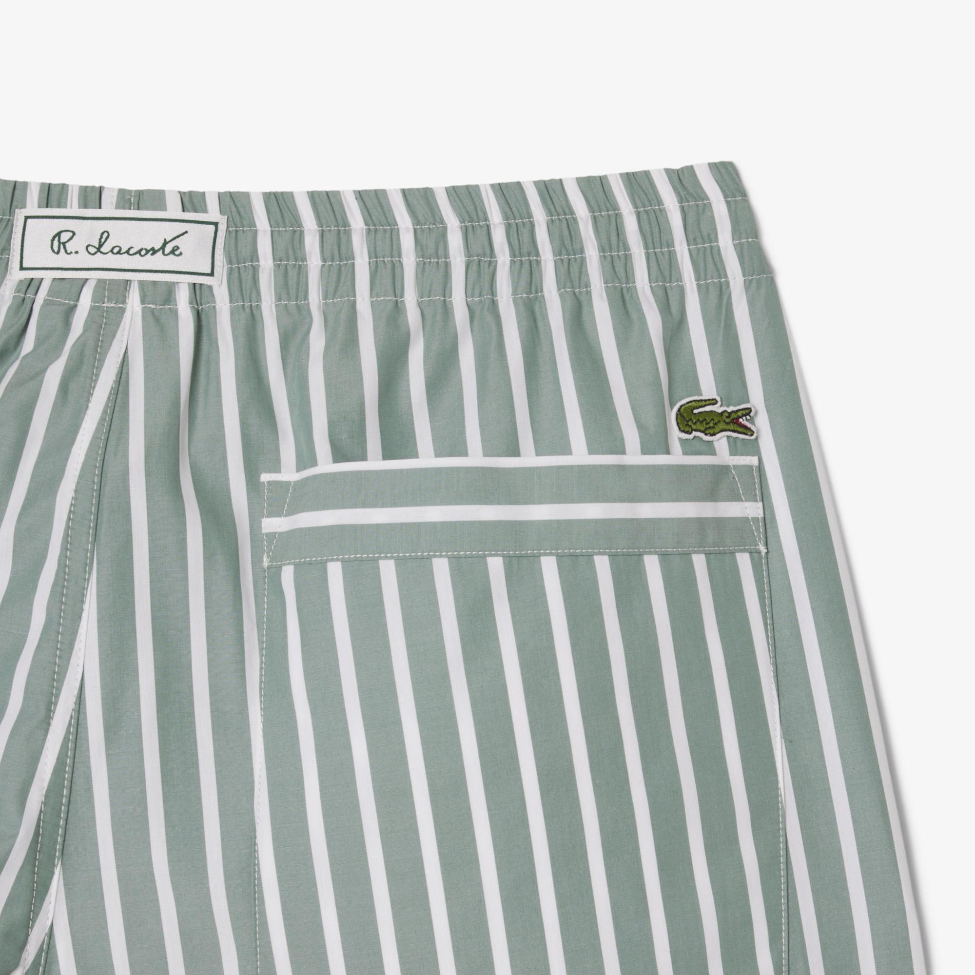 Erkek Relaxed Fit Çizgili Yeşil Şort
