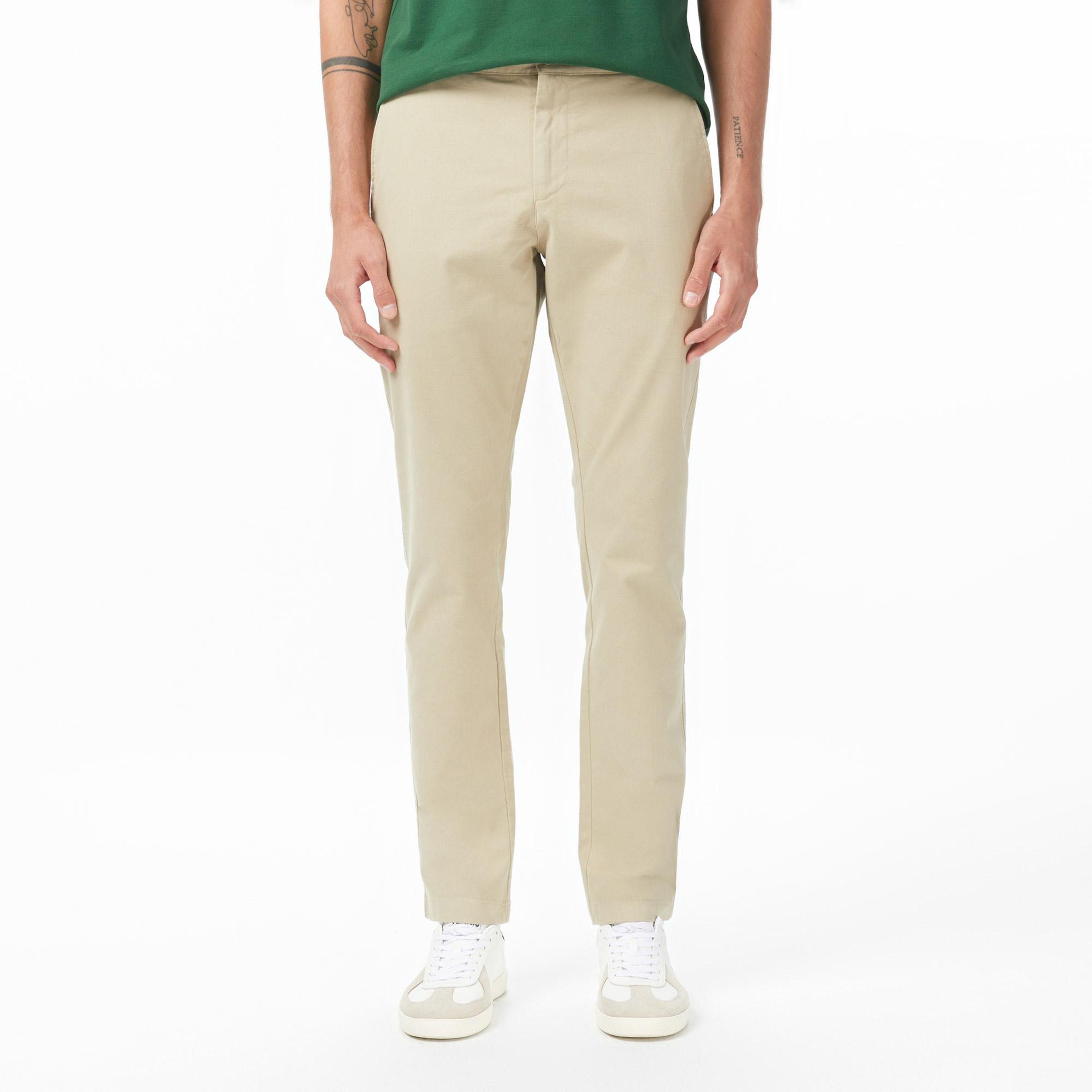 Lacoste Erkek Slim Fit Kahverengi Chino Modal Karışımlı Pantolon
