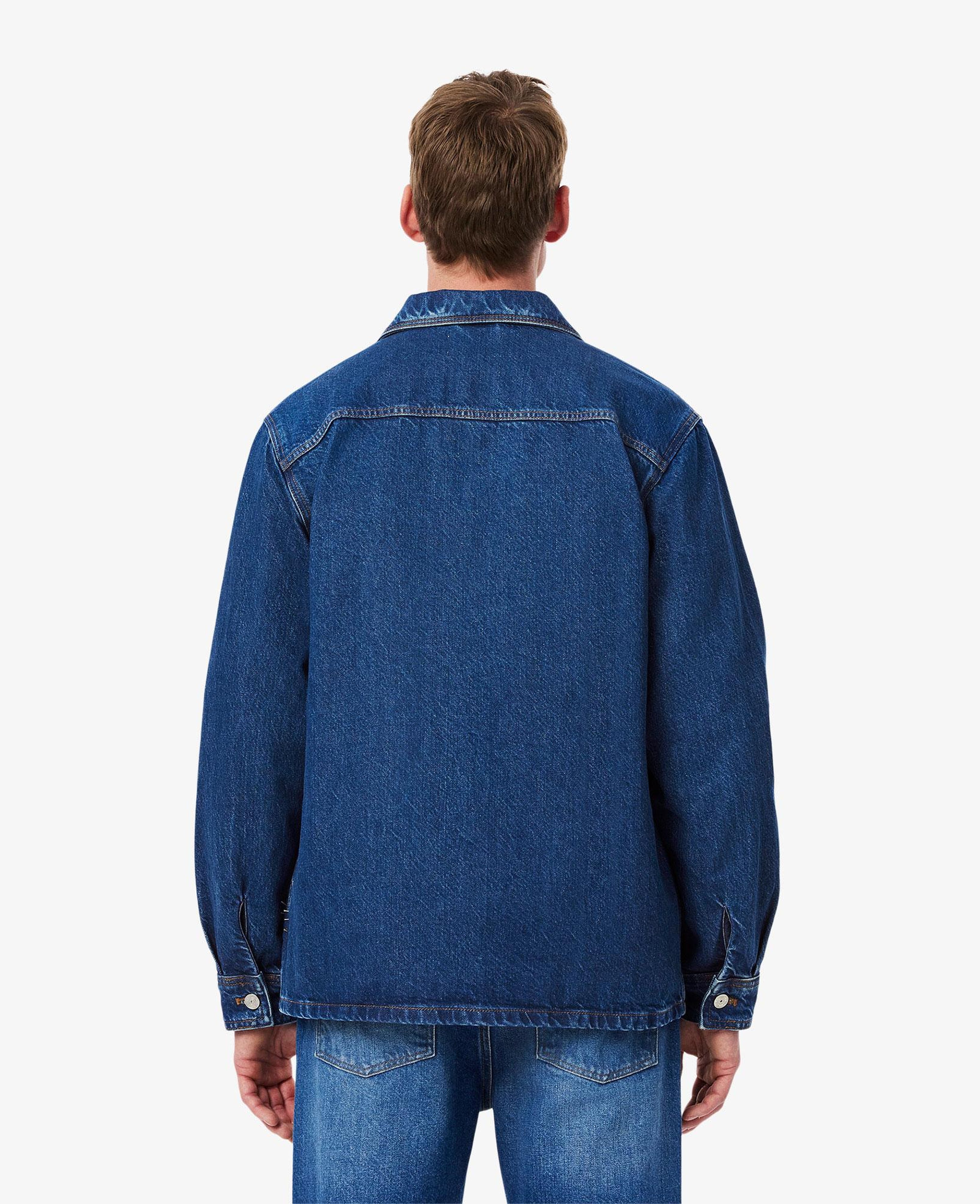 Erkek Oversize Fit Gömlek Yaka Denim Koyu Mavi Ceket