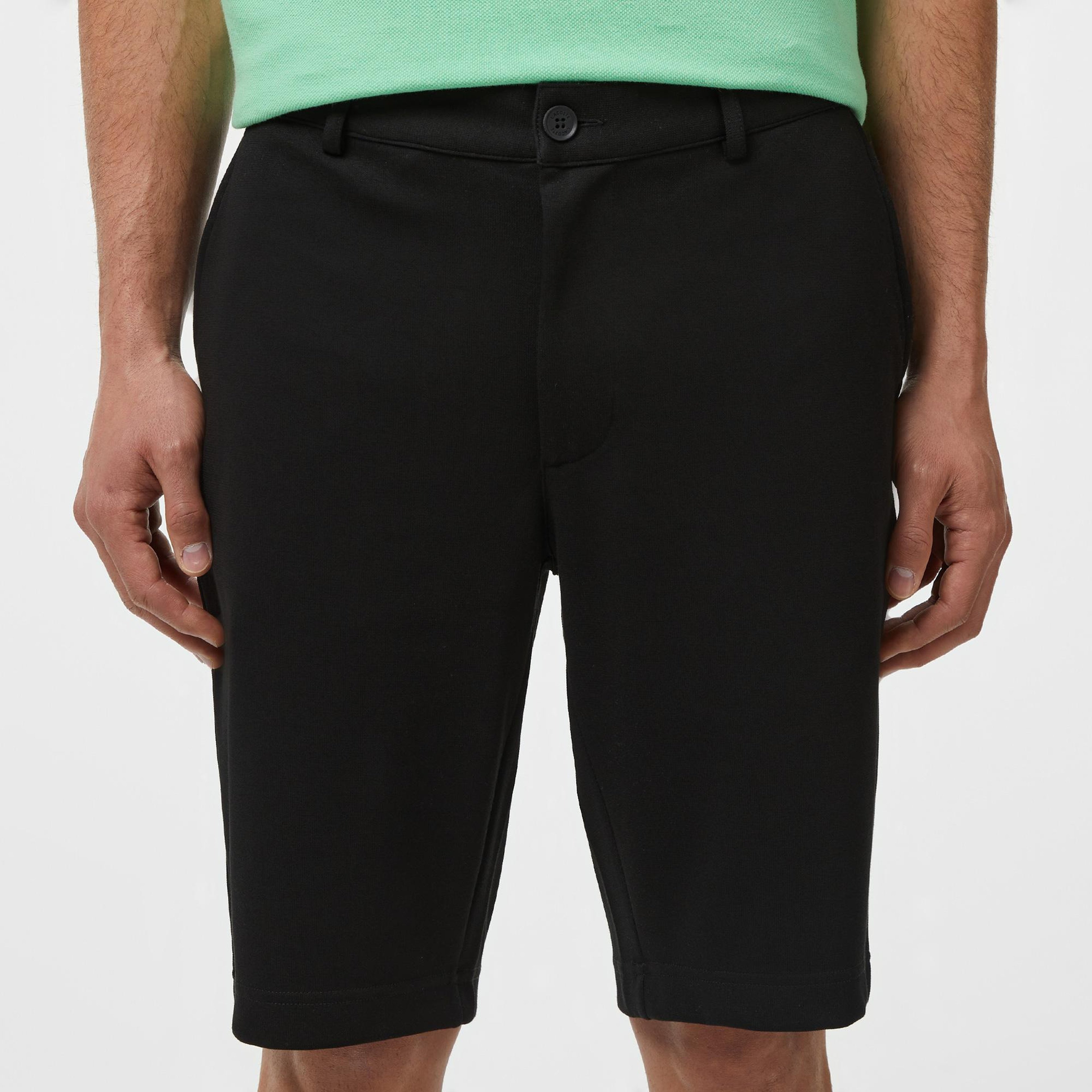 Erkek Tapered Fit Siyah Bermuda Şort