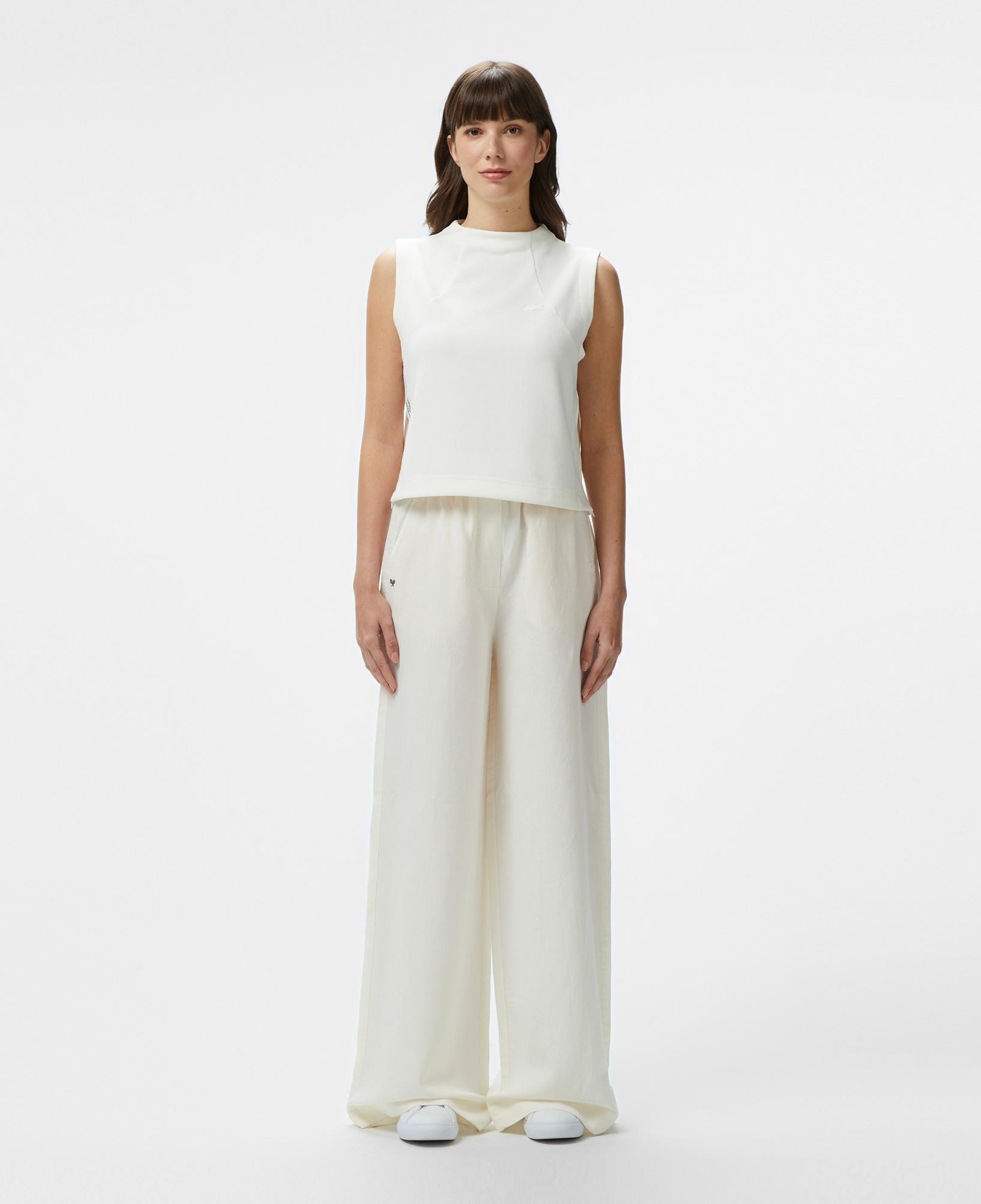 Kadın Relaxed Fit Beyaz Keten Karışımlı Pantolon