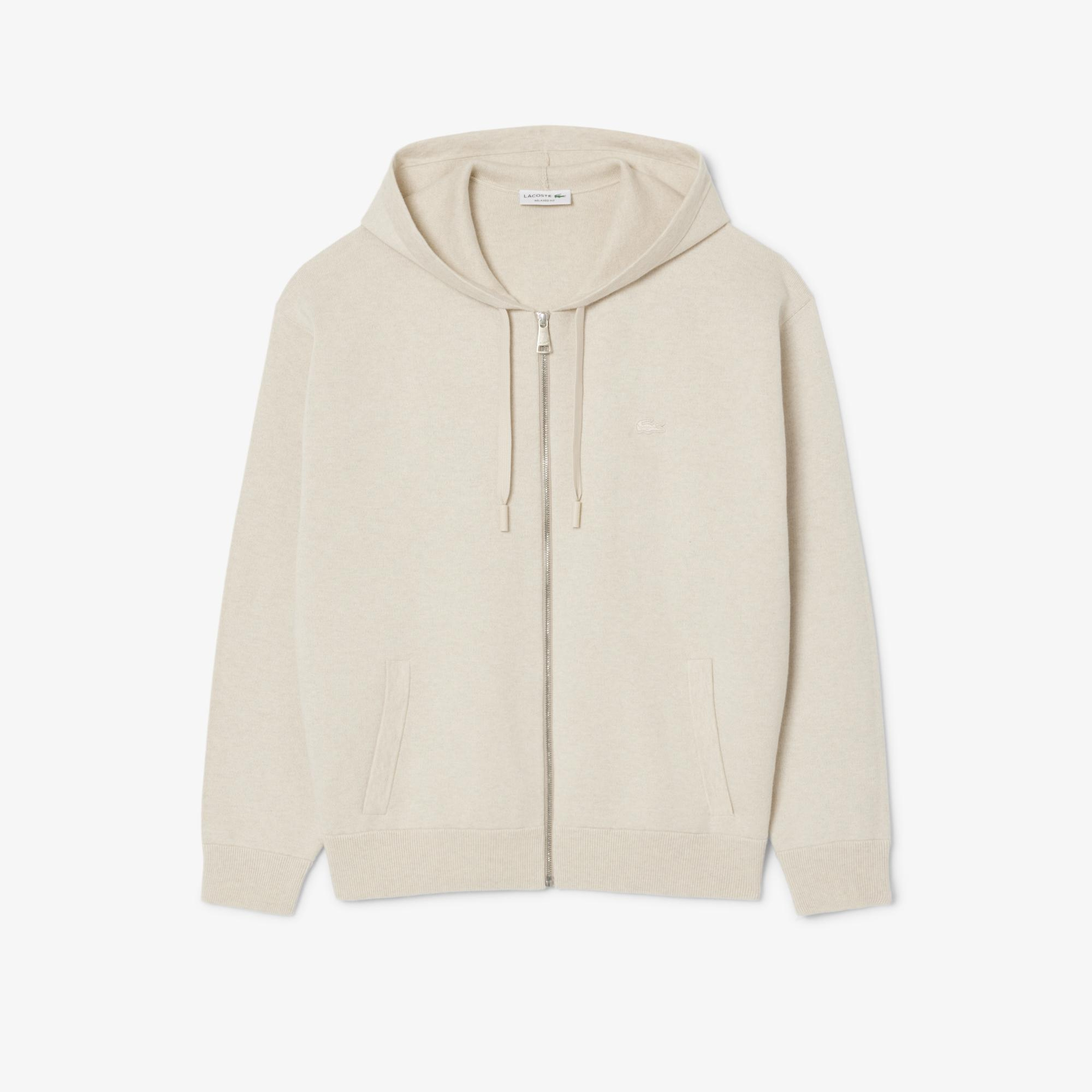Lacoste Erkek Relaxed Fit Kapüşonlu Gri Triko