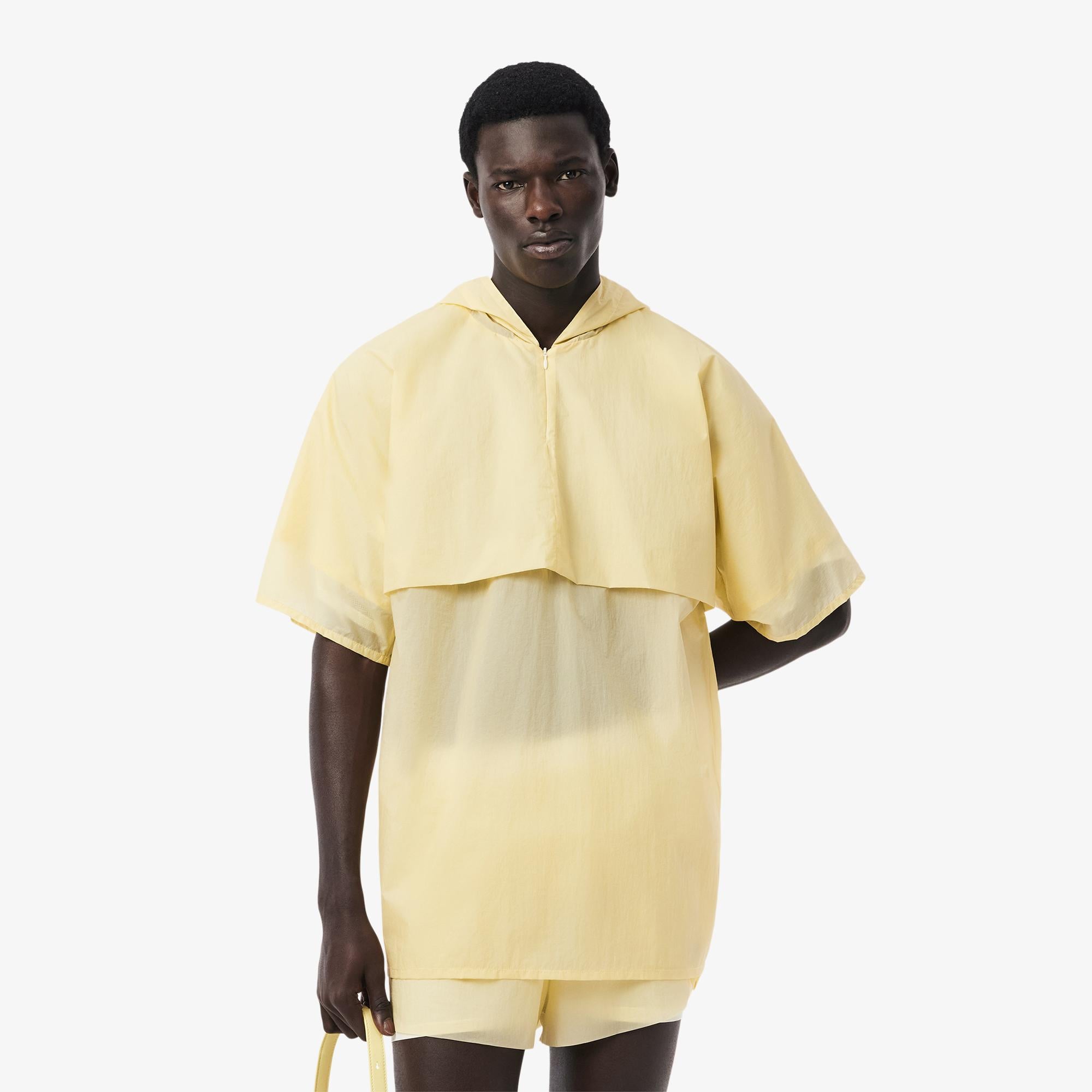 SS25 RUNWAY Erkek Kısa Kollu Kapüşonlu Sarı Rüzgarlık