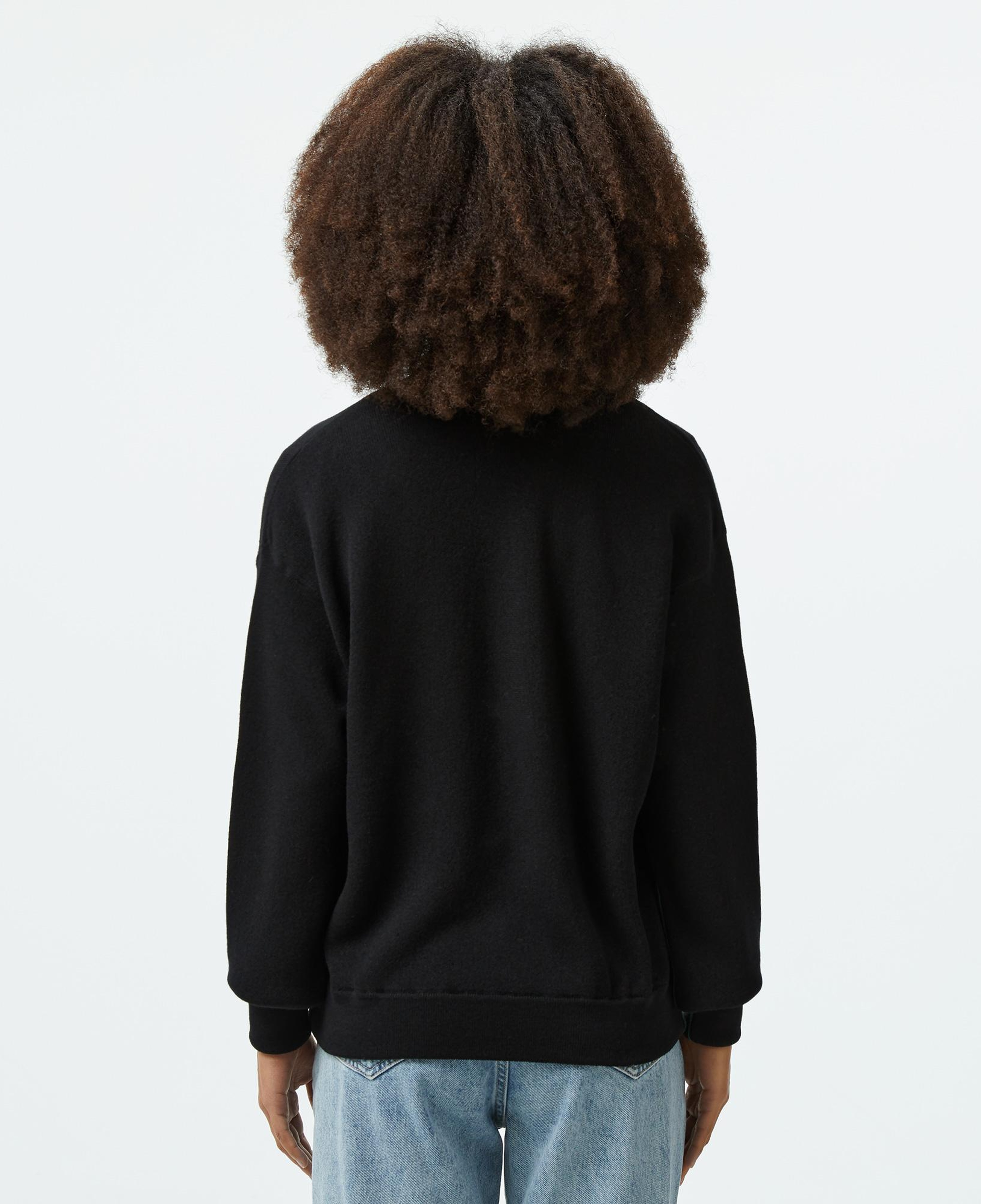 Lacoste Kadın Relaxed Fit Dik Yaka Yün Siyah Triko