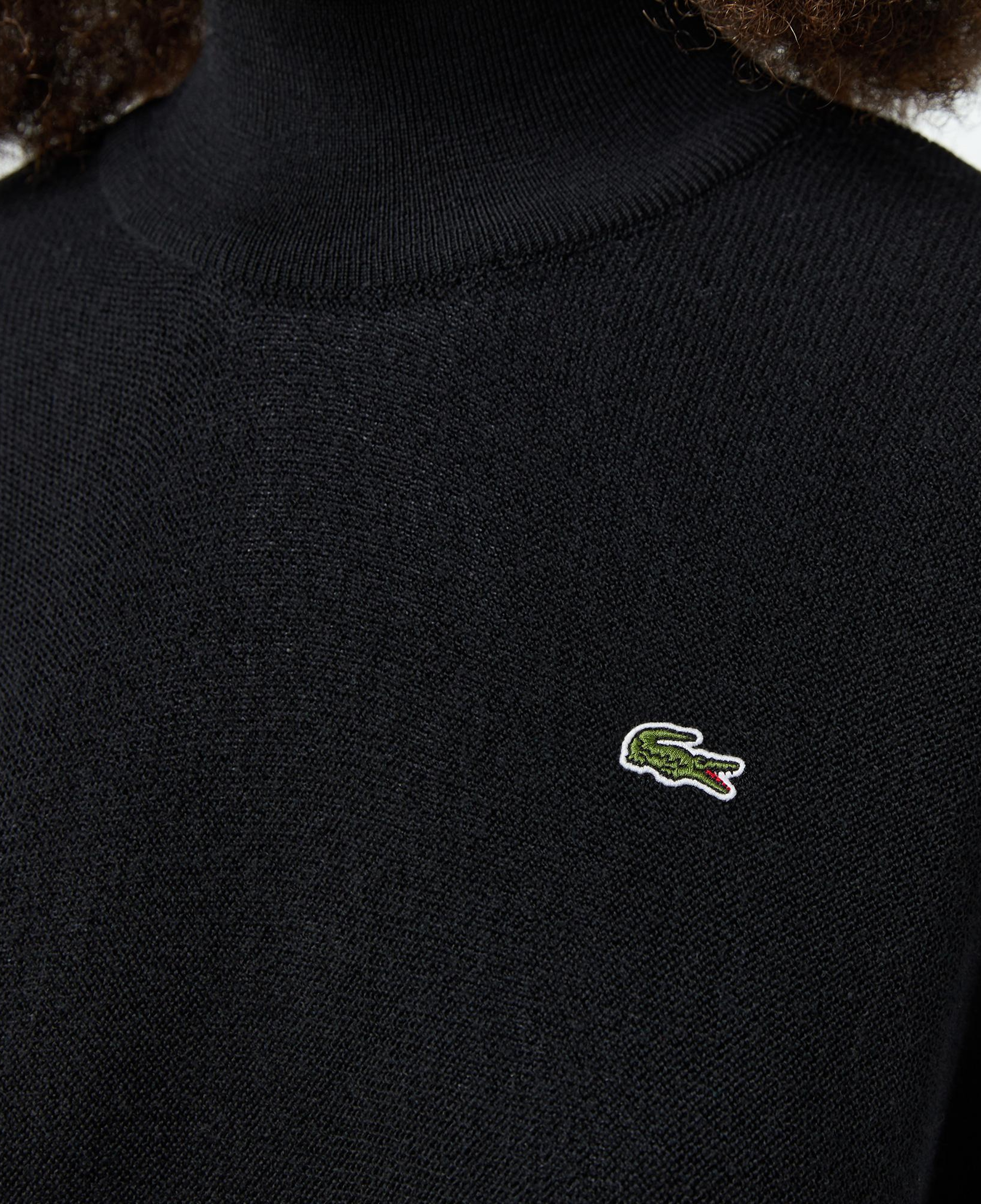 Lacoste Kadın Relaxed Fit Dik Yaka Yün Siyah Triko
