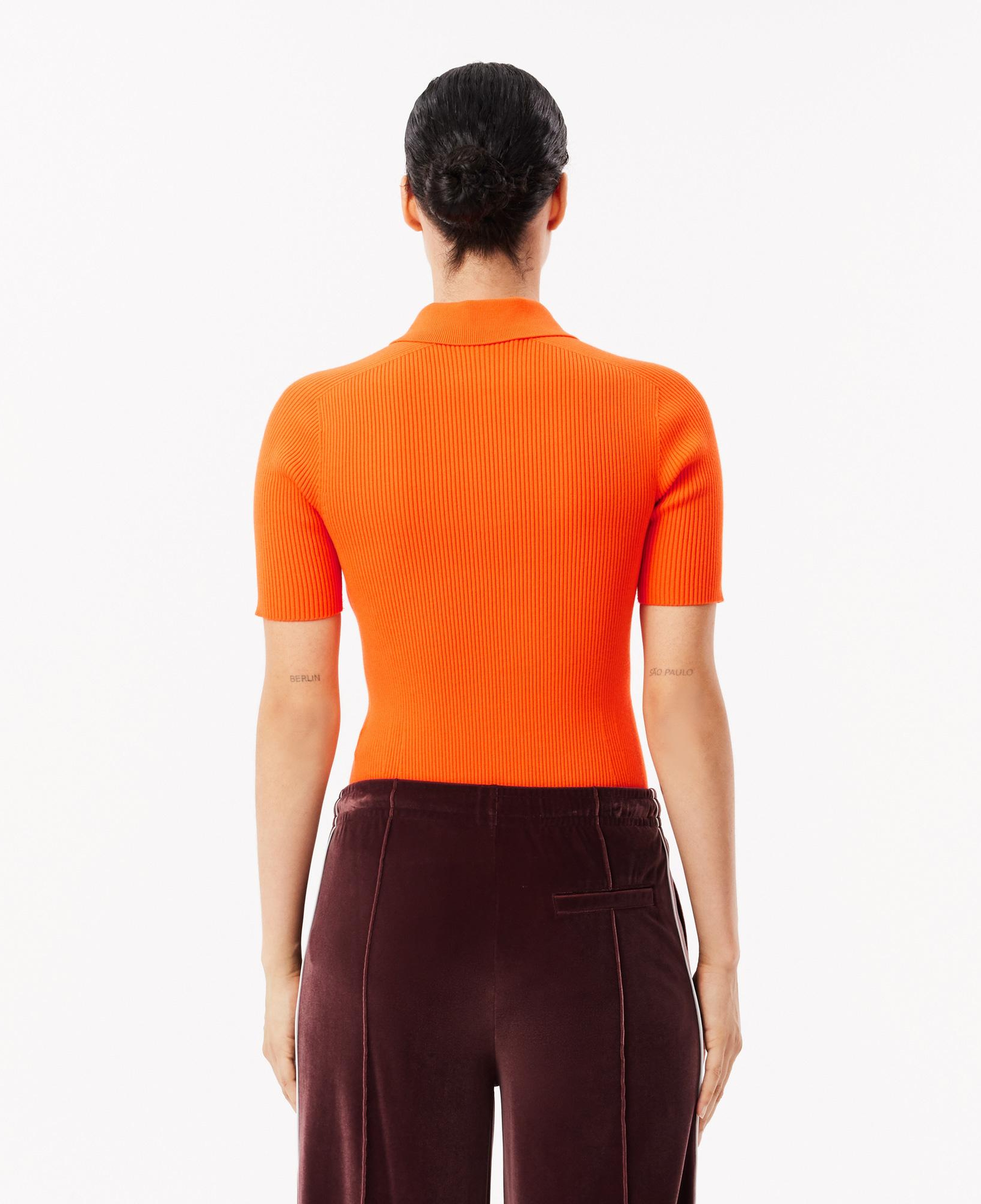 Kadın Slim Fit Polo Yaka Turuncu Triko