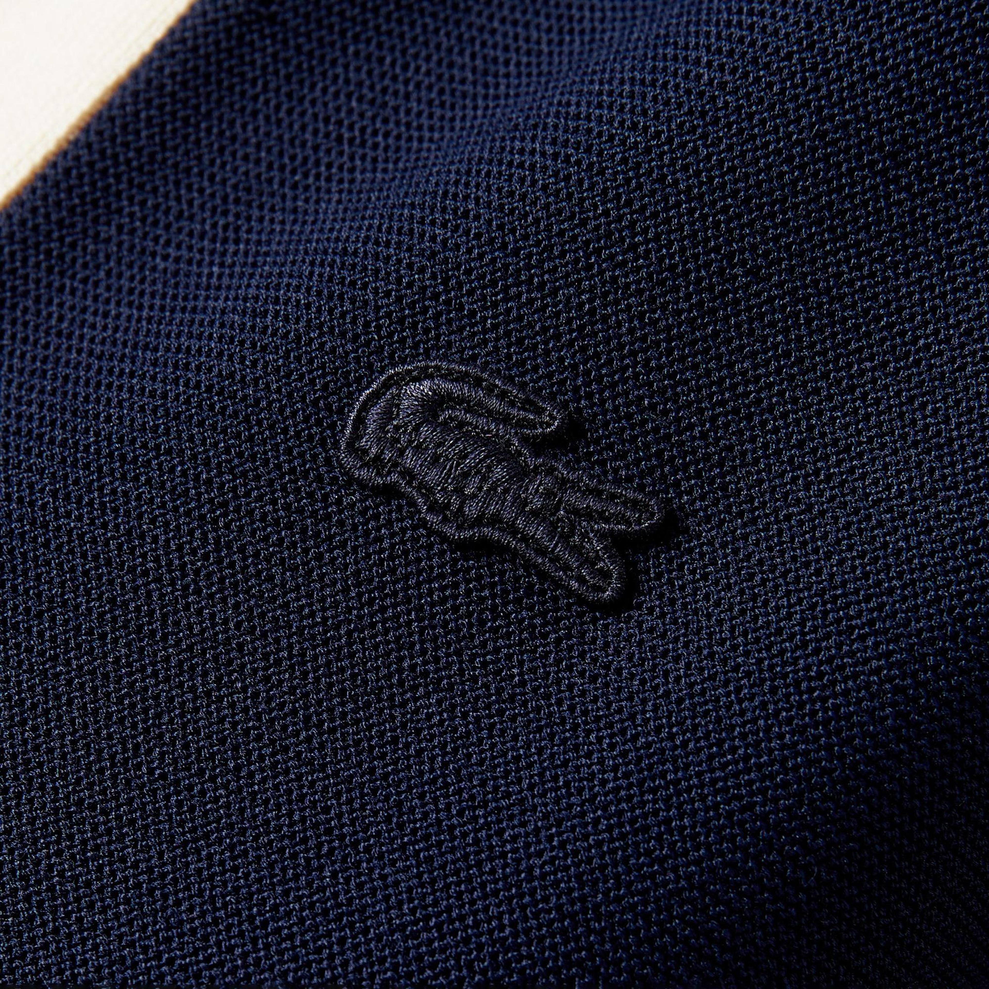 Kadın Regular Fit Polo Yaka Renk Bloklu Lacivert Triko