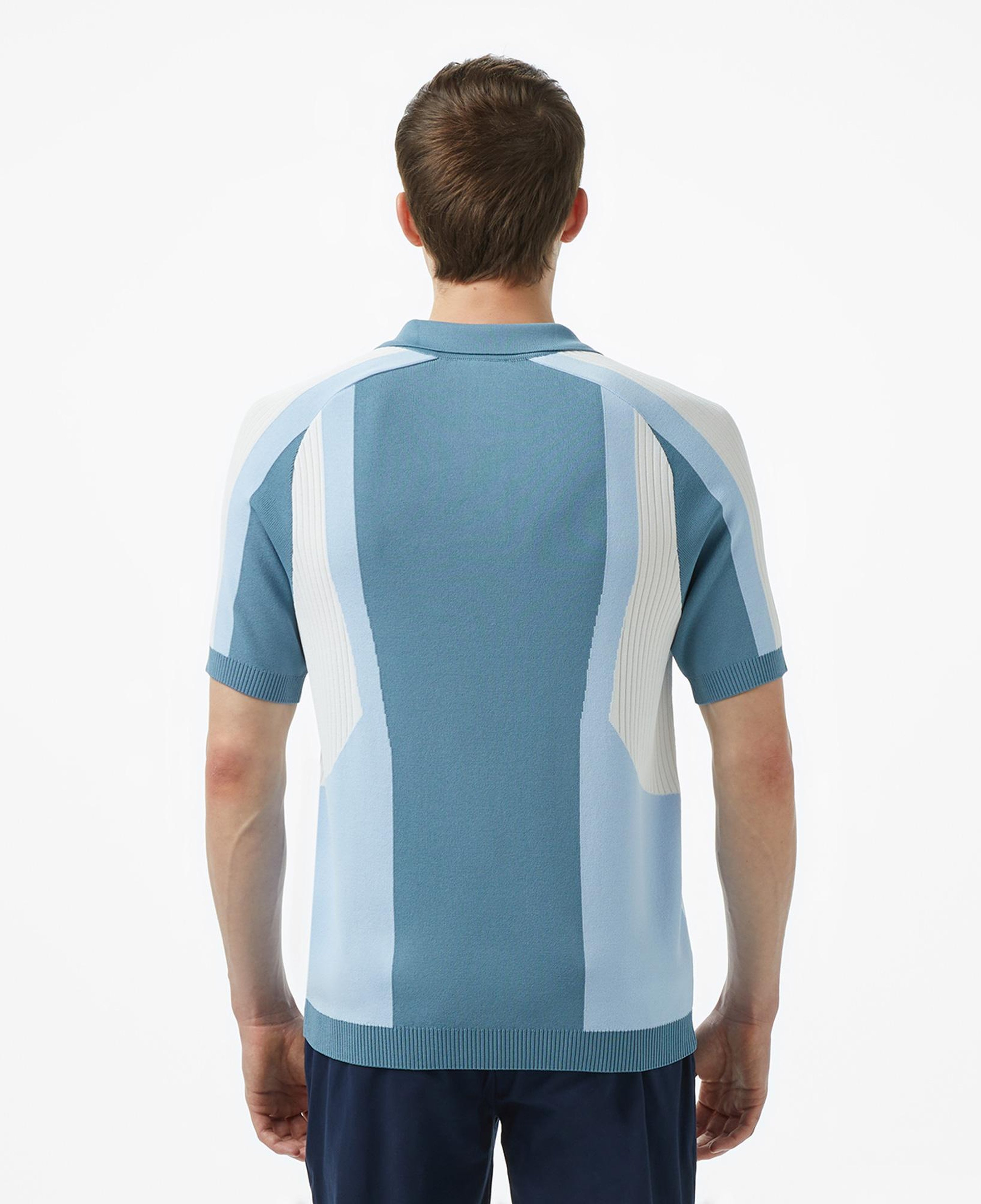 Erkek Regular Fit Kısa Kollu Polo Yaka Renk Bloklu Mavi Triko