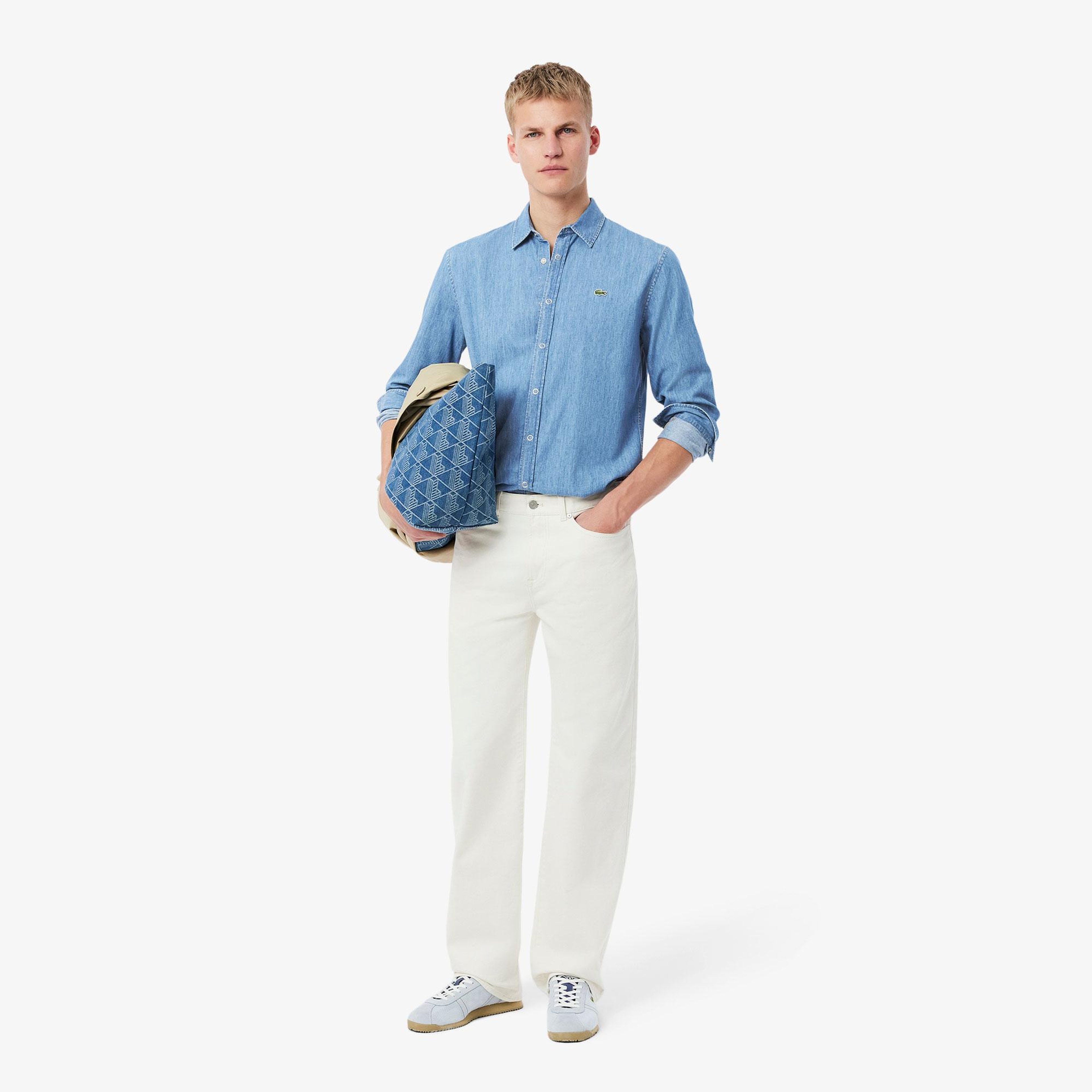 Erkek Regular Fit Denim Mavi Gömlek