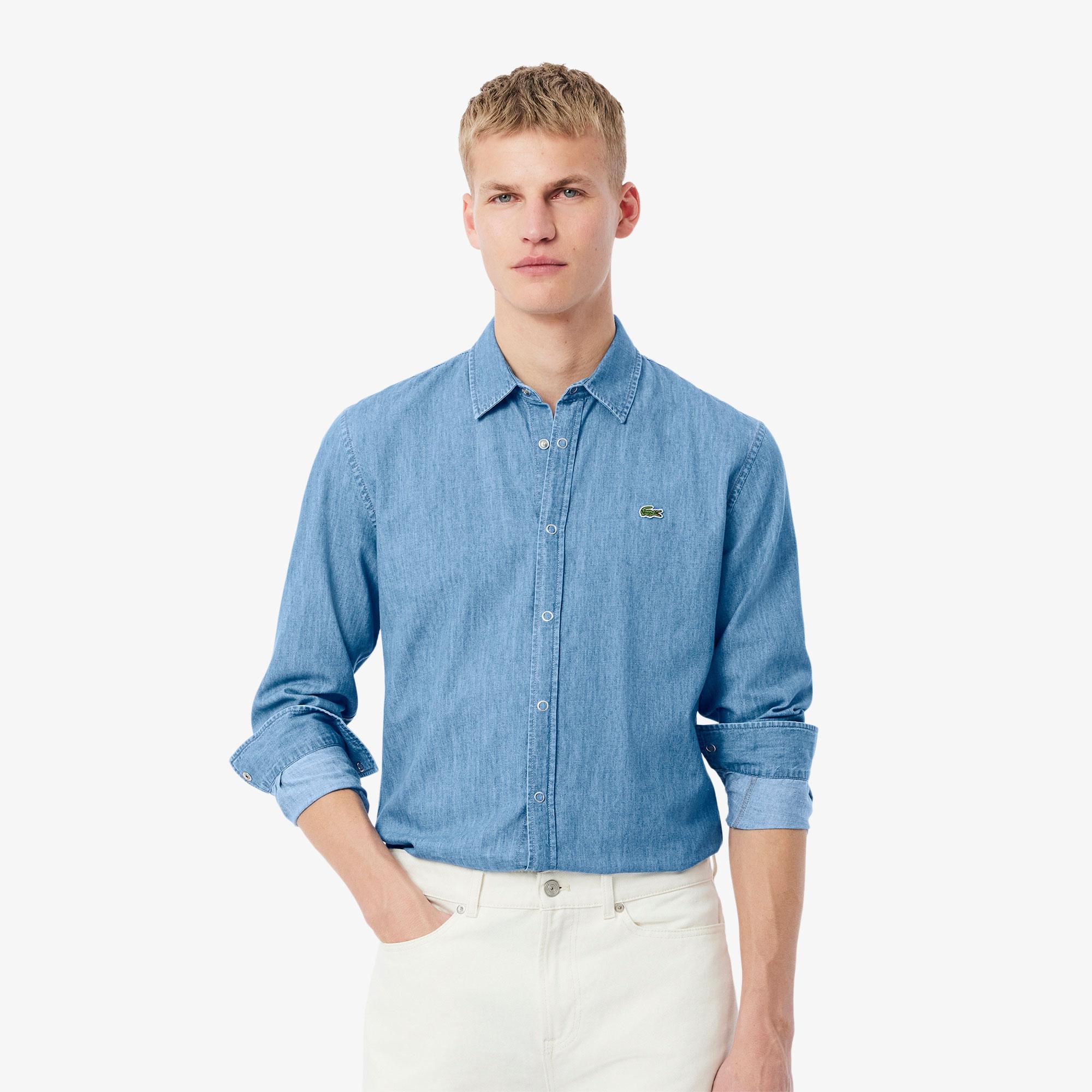 Erkek Regular Fit Denim Mavi Gömlek
