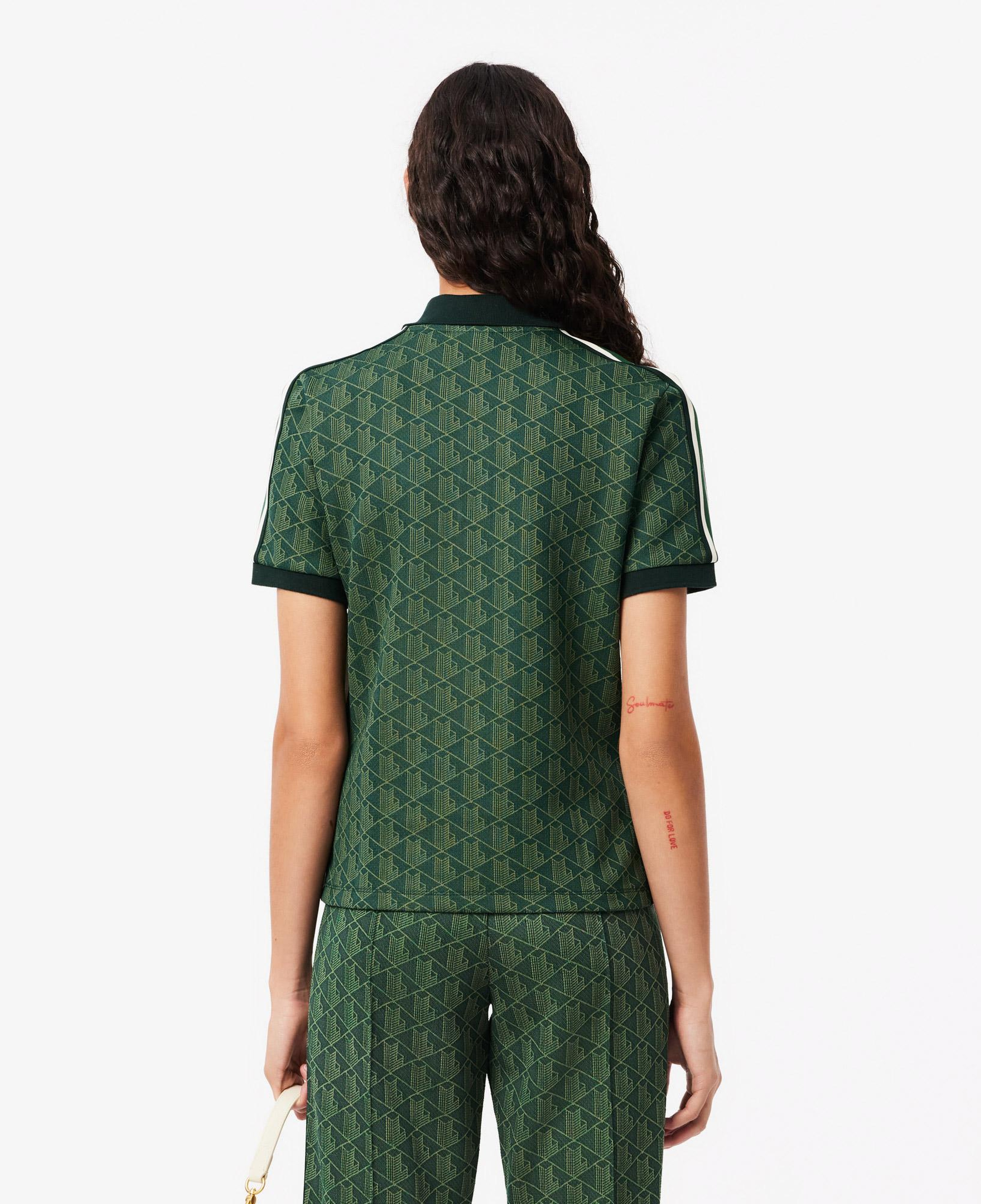 Kadın Slim Fit Monogram Koyu Yeşil Polo