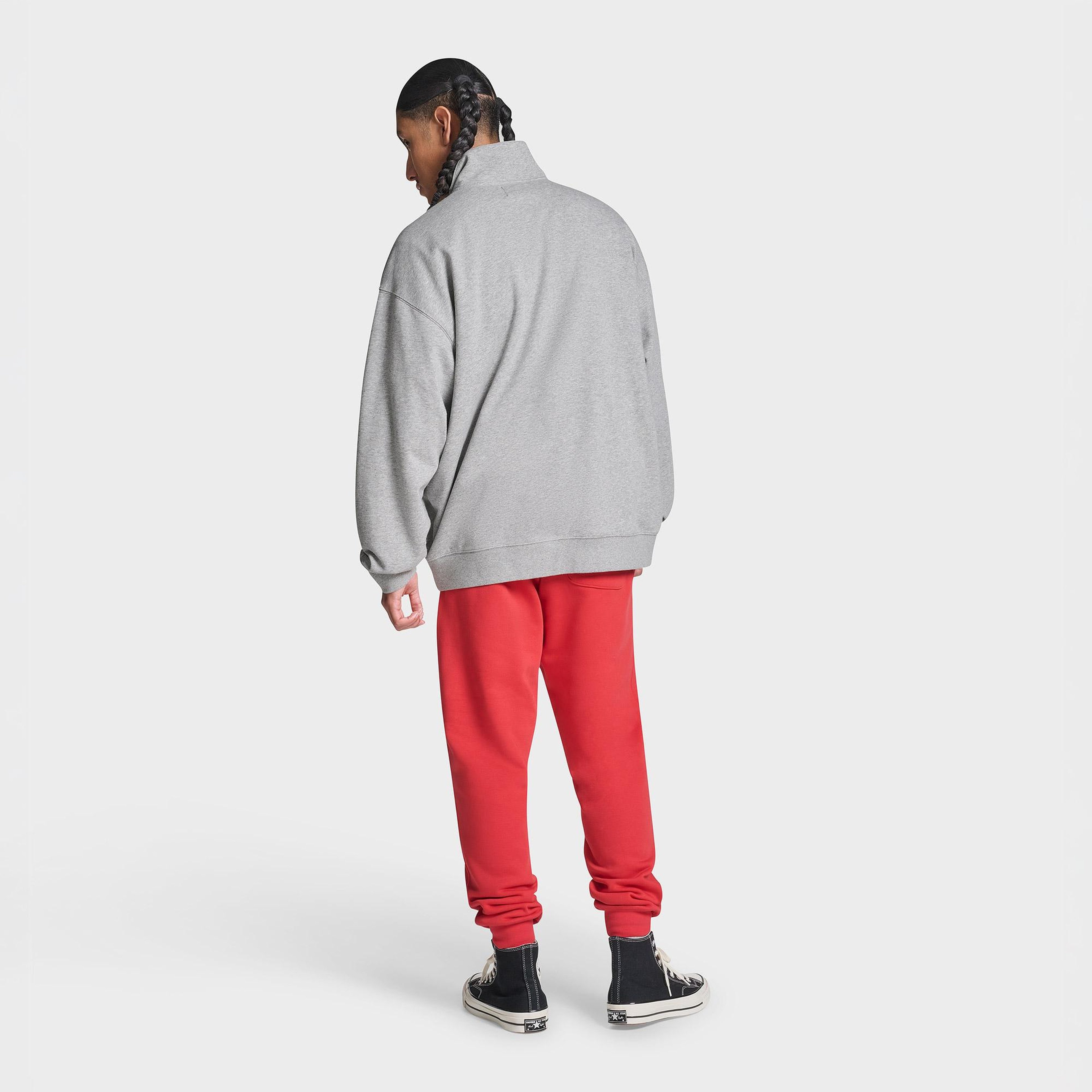 Converse Loose Fit Sneaker Patch Half Zip Erkek Gri Sweatshirt