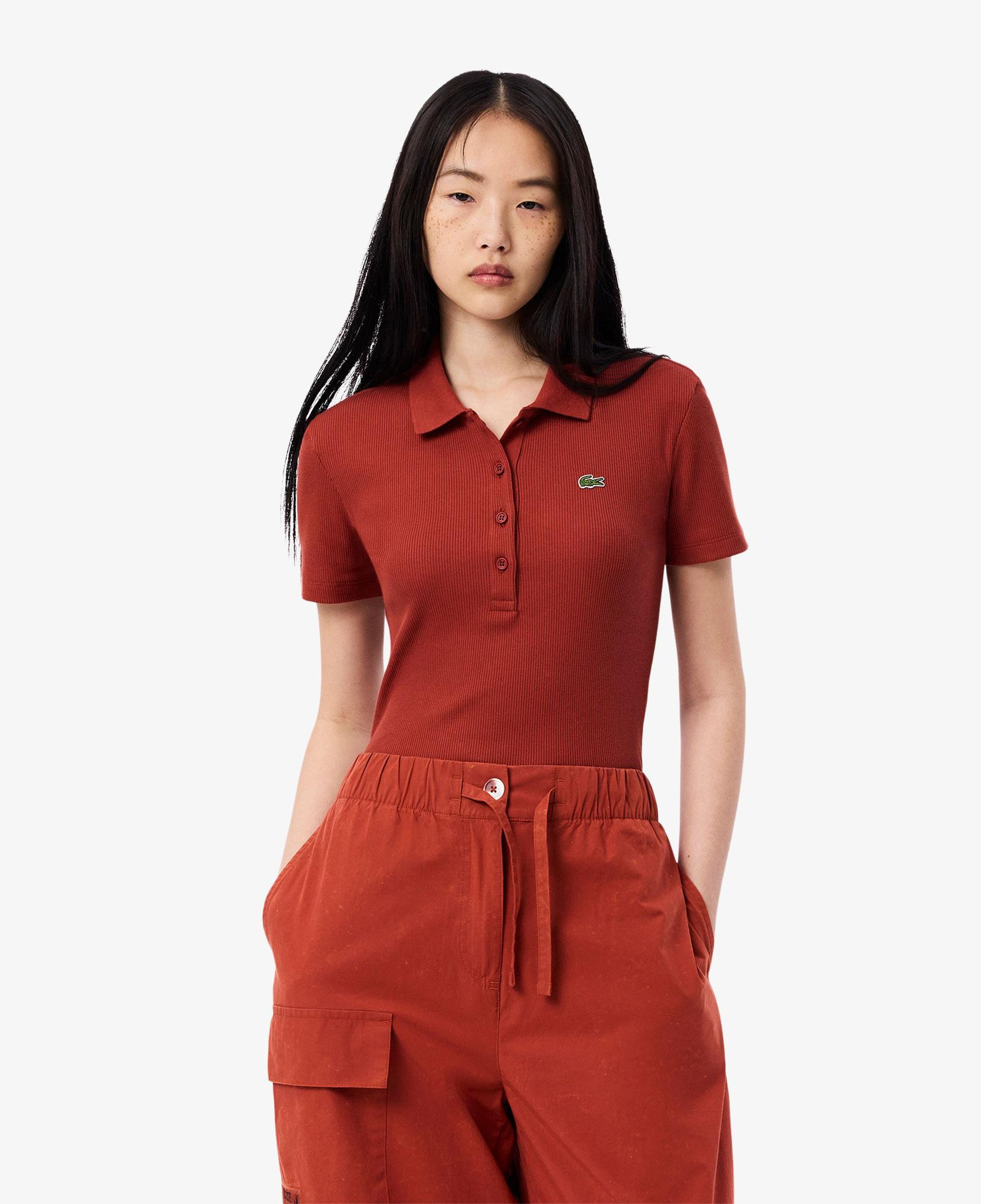 L.12.D Kadın Slim Fit Organik Pamuk Kırmızı Polo