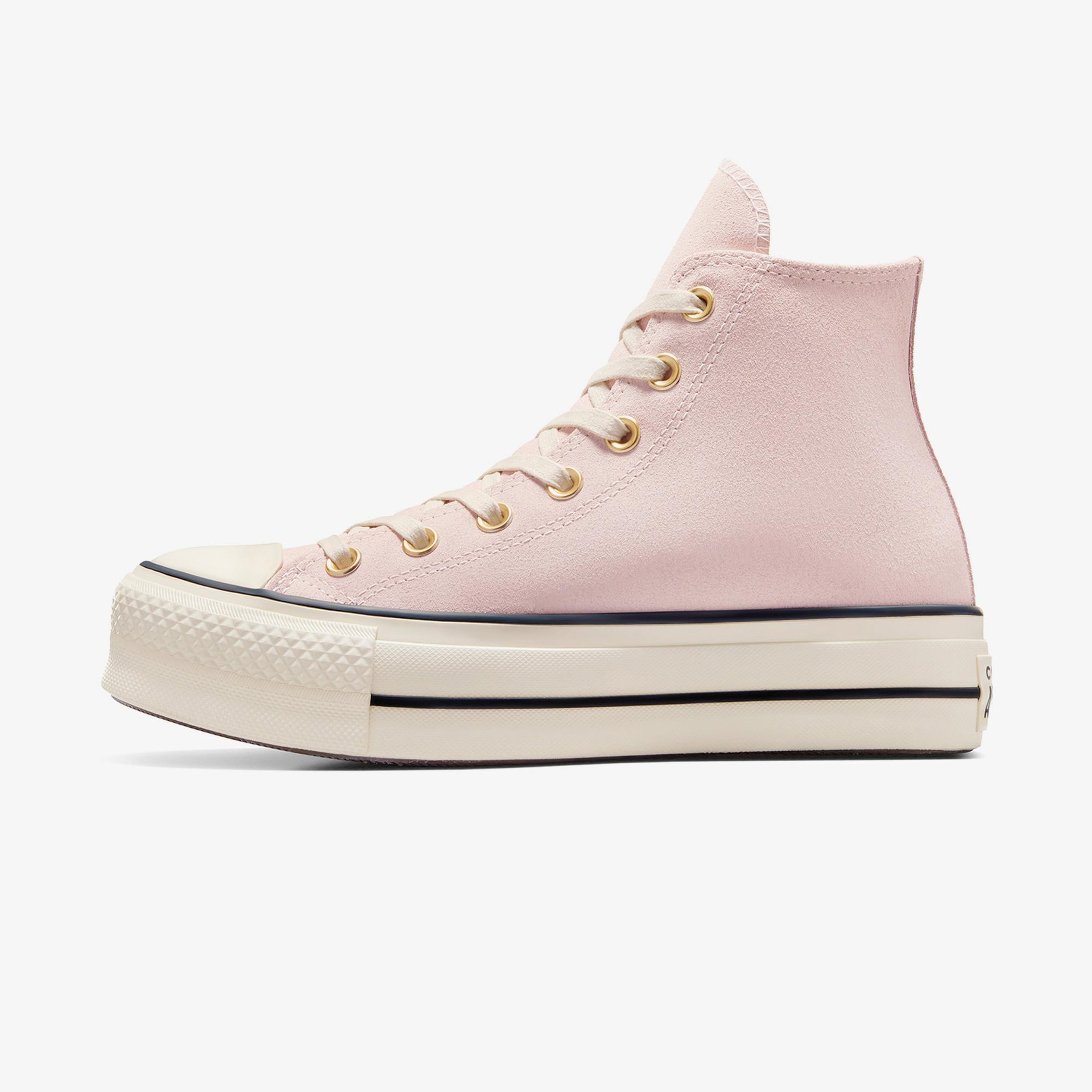 Converse Chuck Taylor All Star Lift Unisex Pembe Süet Platform Deri Sneaker