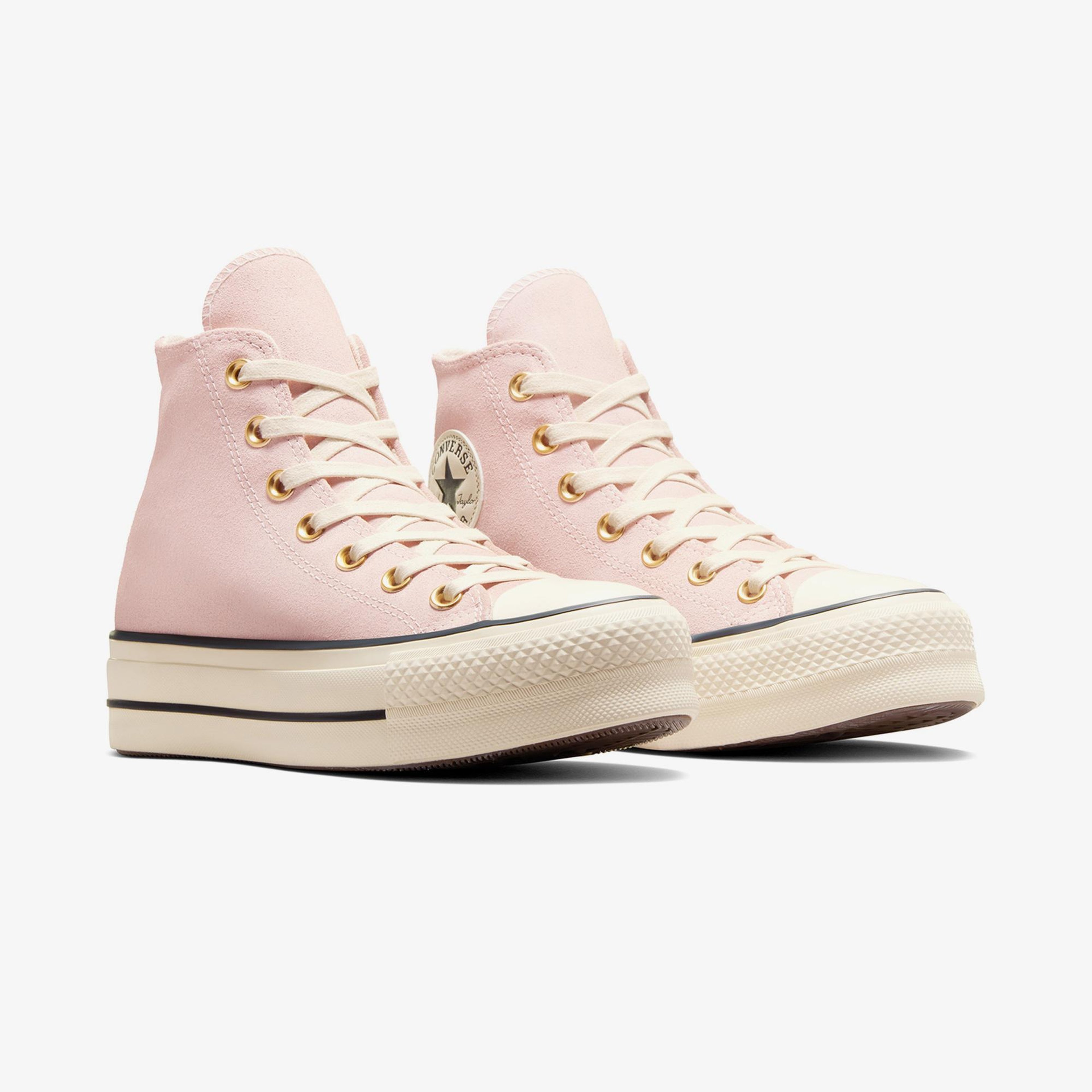 Converse Chuck Taylor All Star Lift Unisex Pembe Süet Platform Deri Sneaker