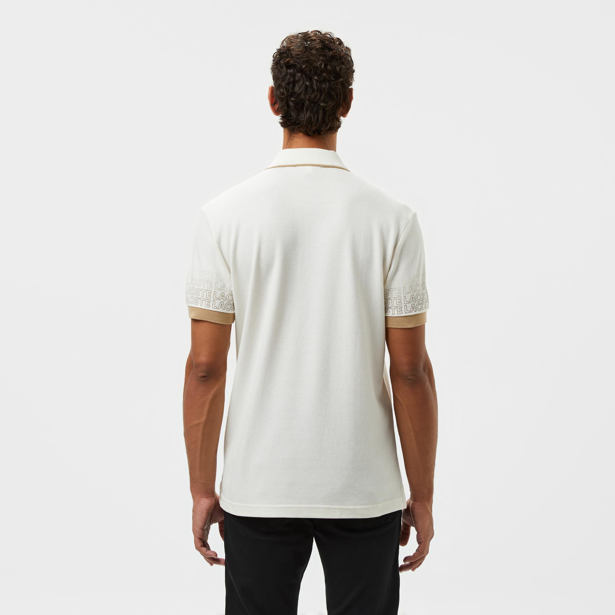 Lacoste Loose Fit Erkek Baskılı Beyaz Polo