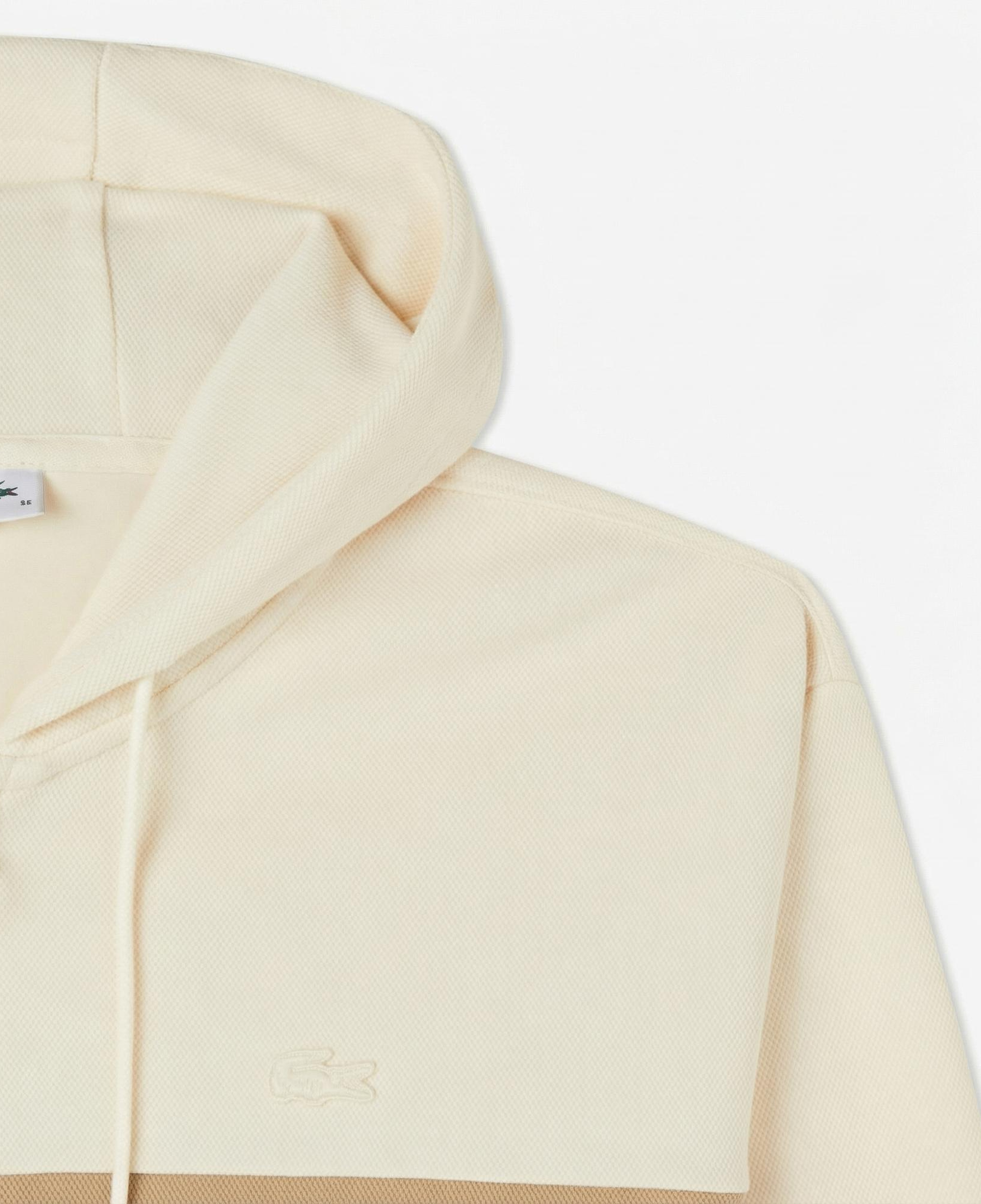 Kadın Relaxed Fit Kapüşonlu Renk Bloklu Krem Sweatshirt