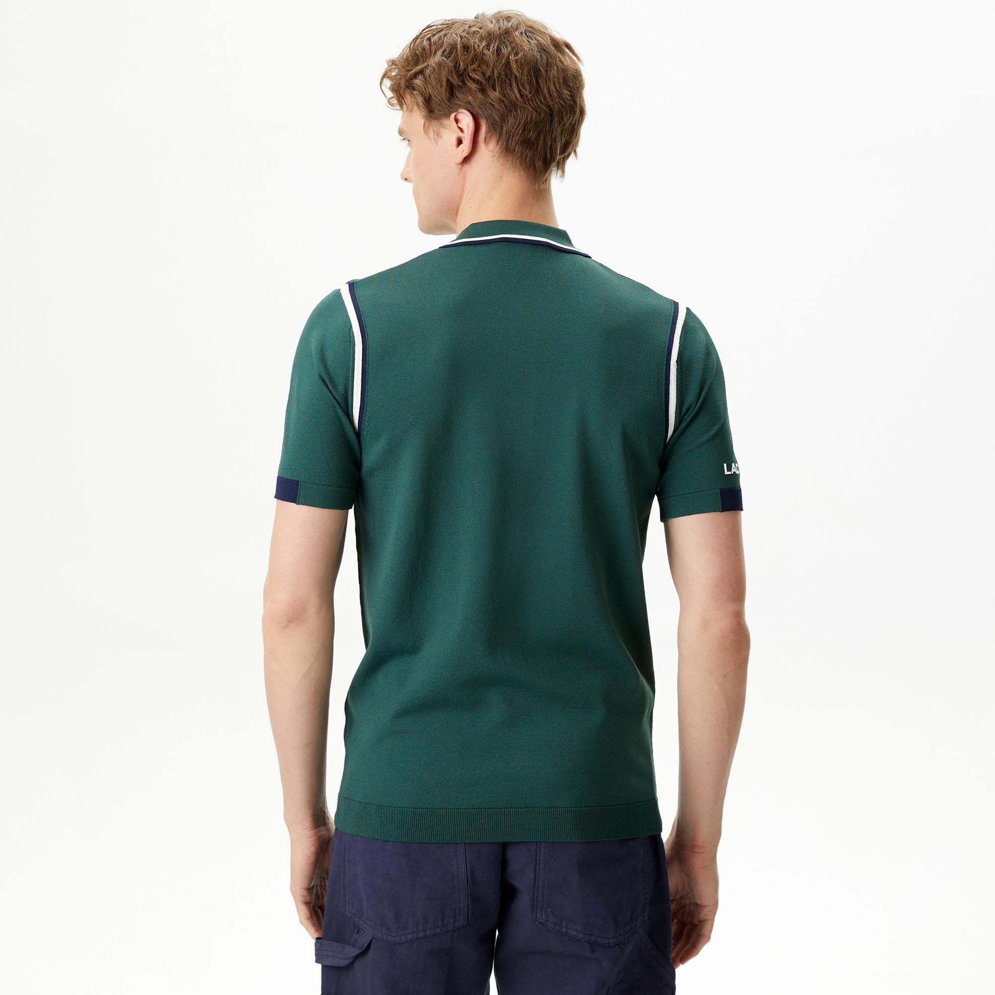 Erkek Regular Fit Polo Yaka Yeşil Triko