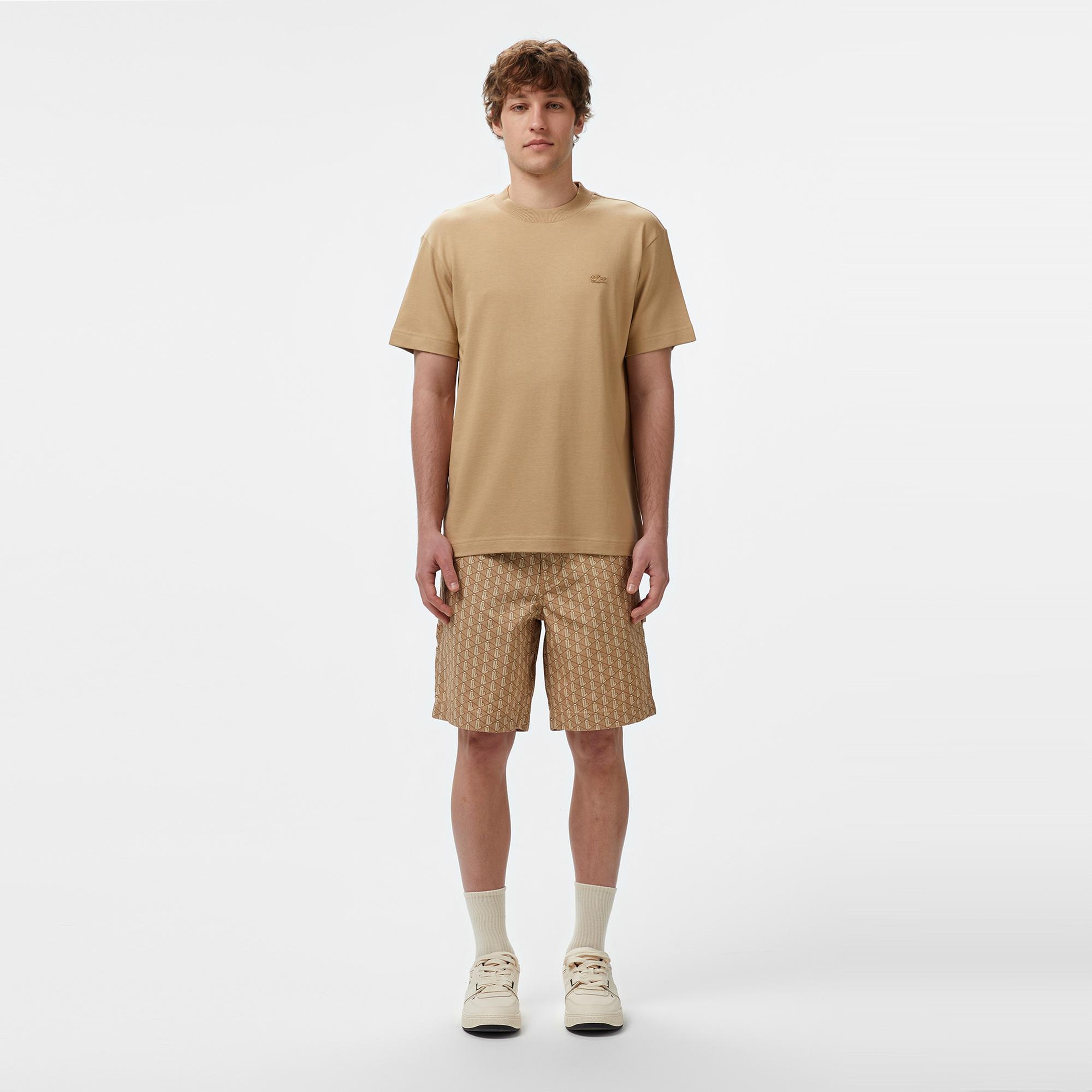 Erkek Relaxed Fit Bisiklet Yaka Bej Modal Karışımlı T-Shirt