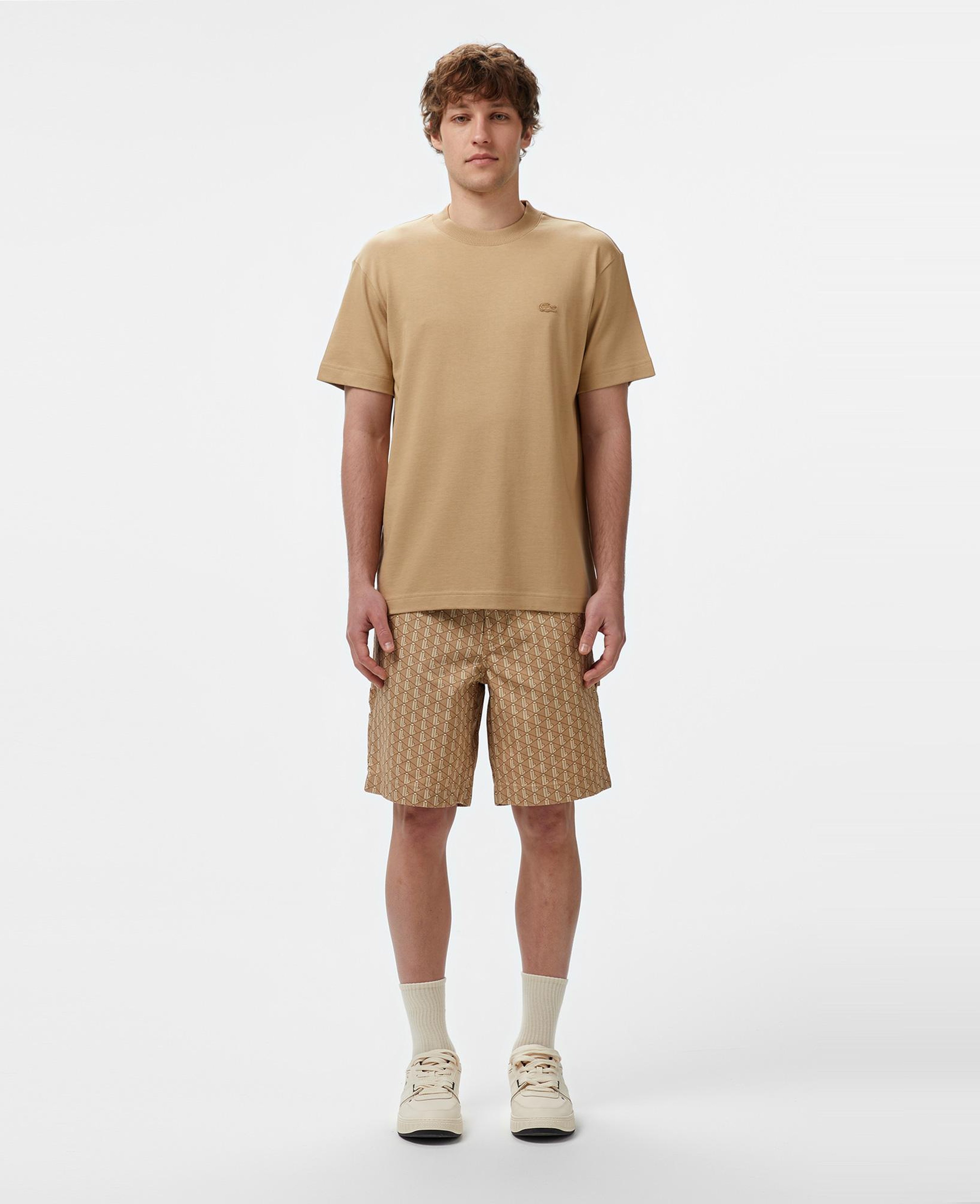 Erkek Relaxed Fit Bisiklet Yaka Bej Modal Karışımlı T-Shirt