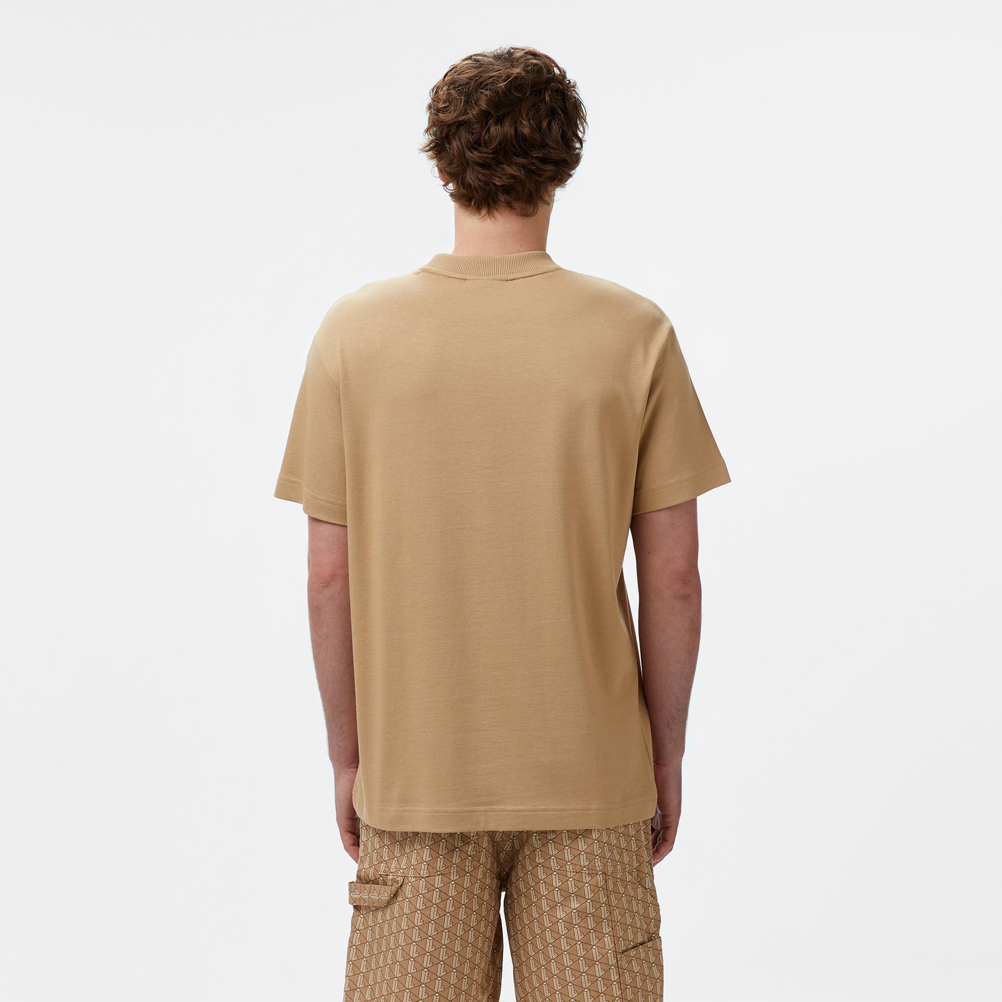 Erkek Relaxed Fit Bisiklet Yaka Bej Modal Karışımlı T-Shirt