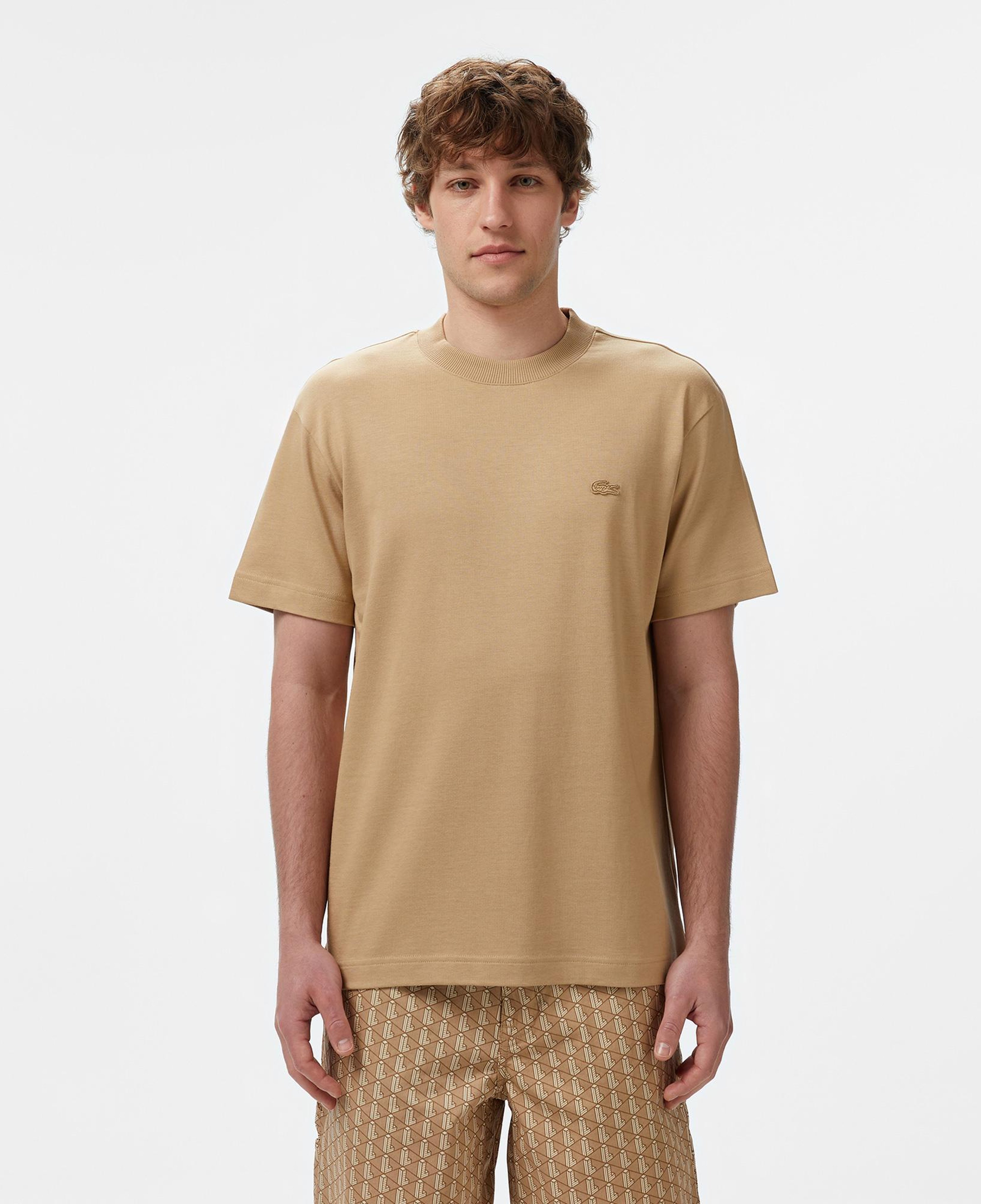 Erkek Relaxed Fit Bisiklet Yaka Bej Modal Karışımlı T-Shirt