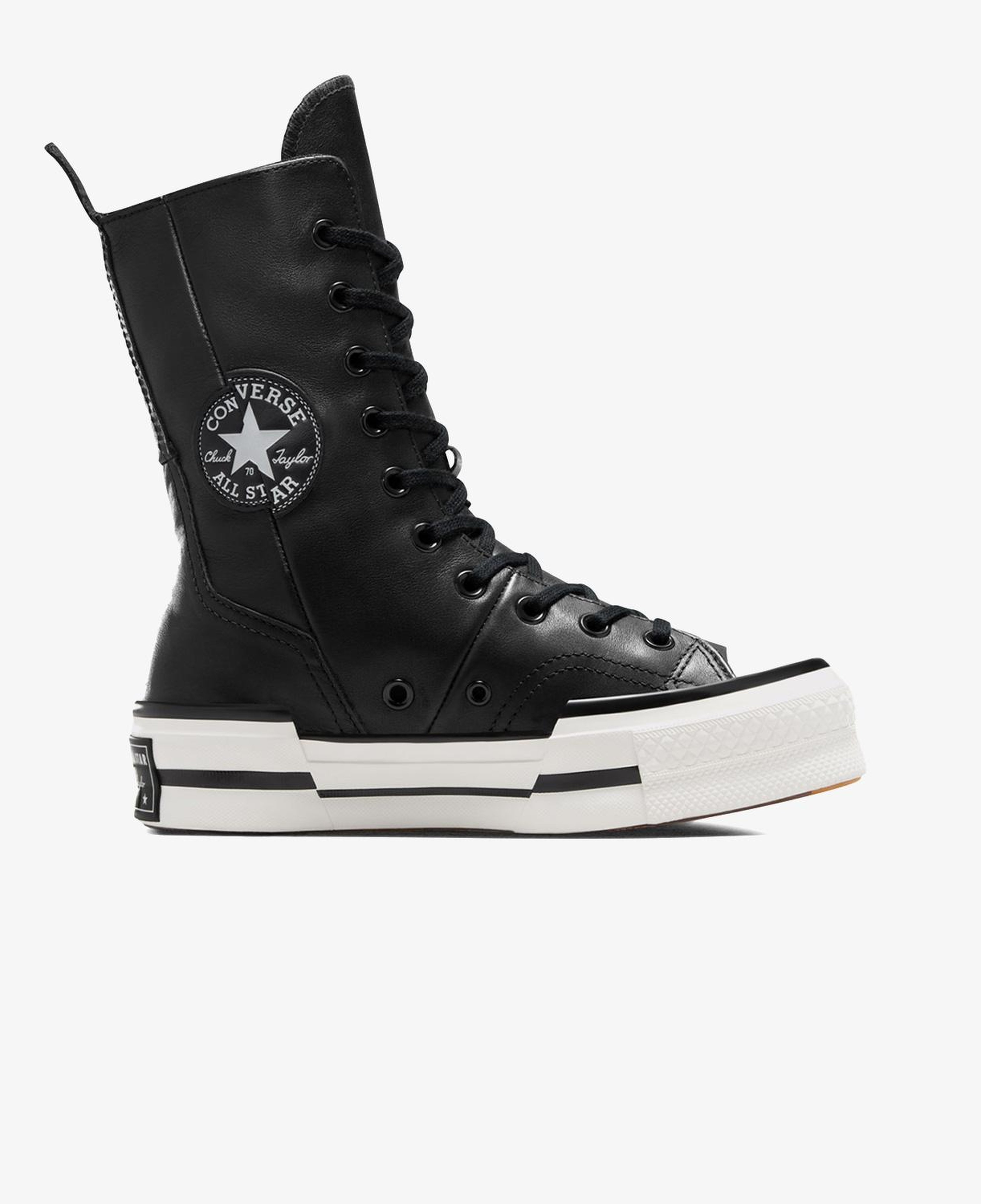 Converse Chuck 70 Plus Unisex Siyah Deri Platform Sneaker