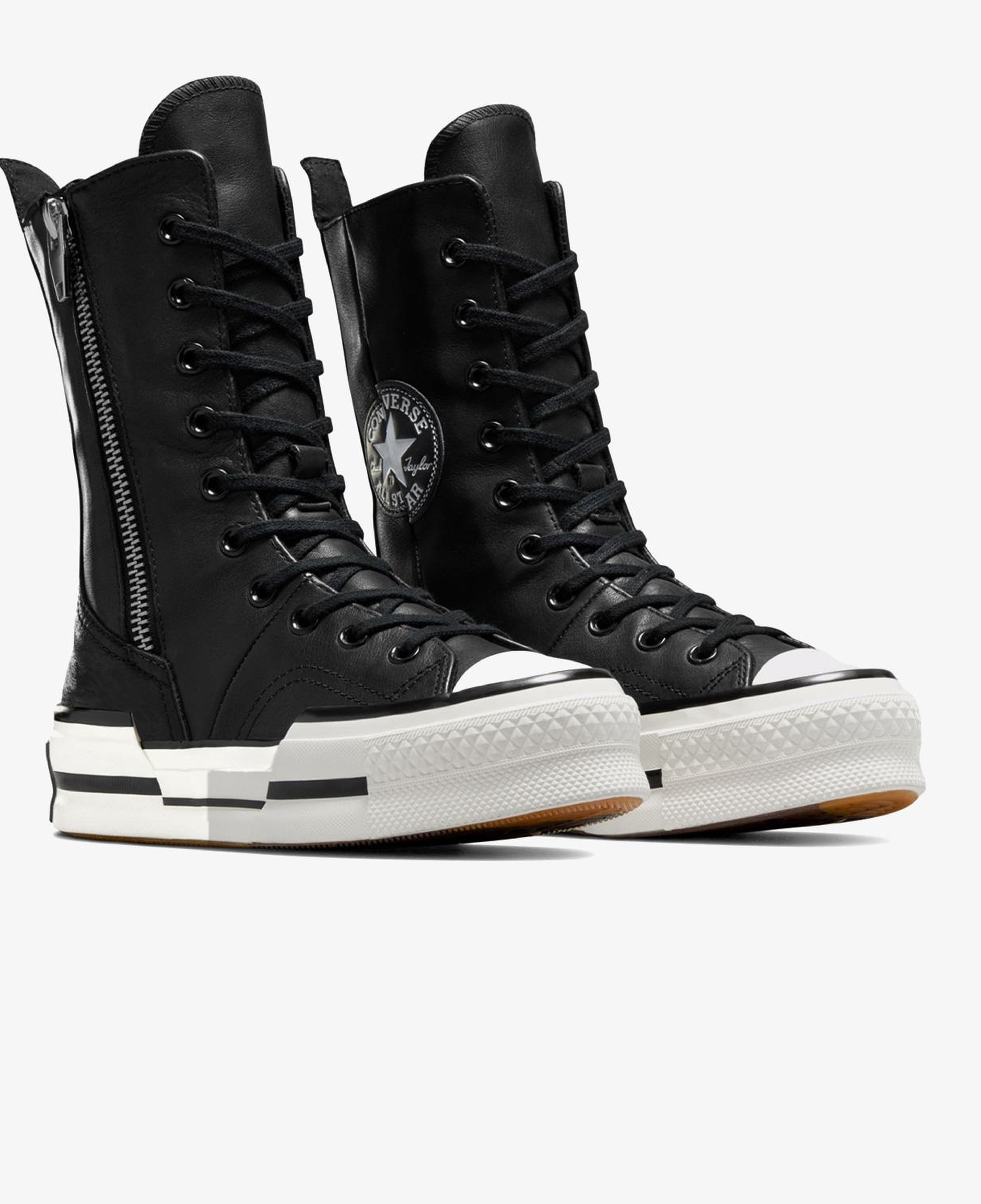 Converse Chuck 70 Plus Unisex Siyah Deri Platform Sneaker