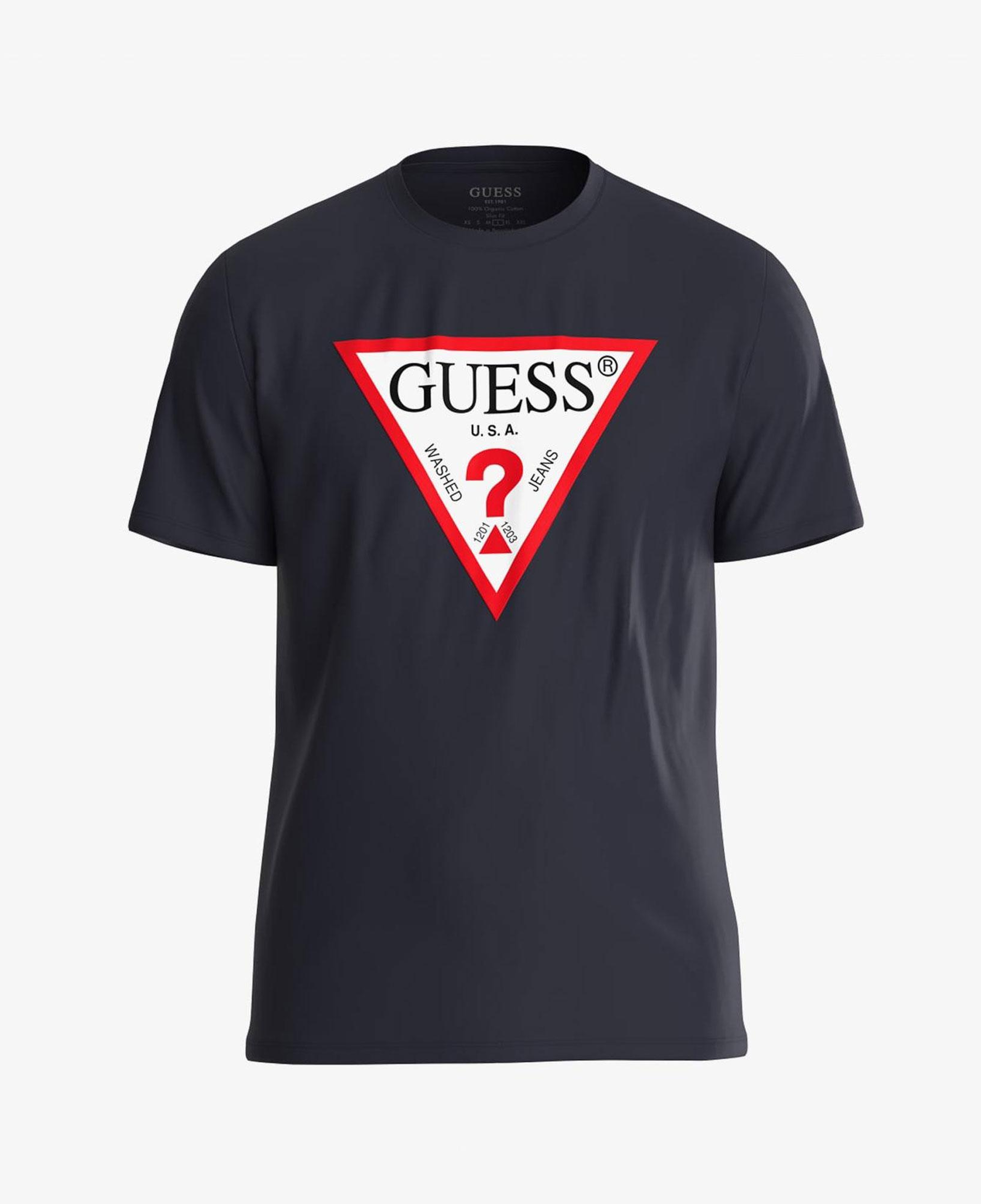 Guess Original Logo Mid Organic Stream Jersey Erkek Lacivert T-Shirt