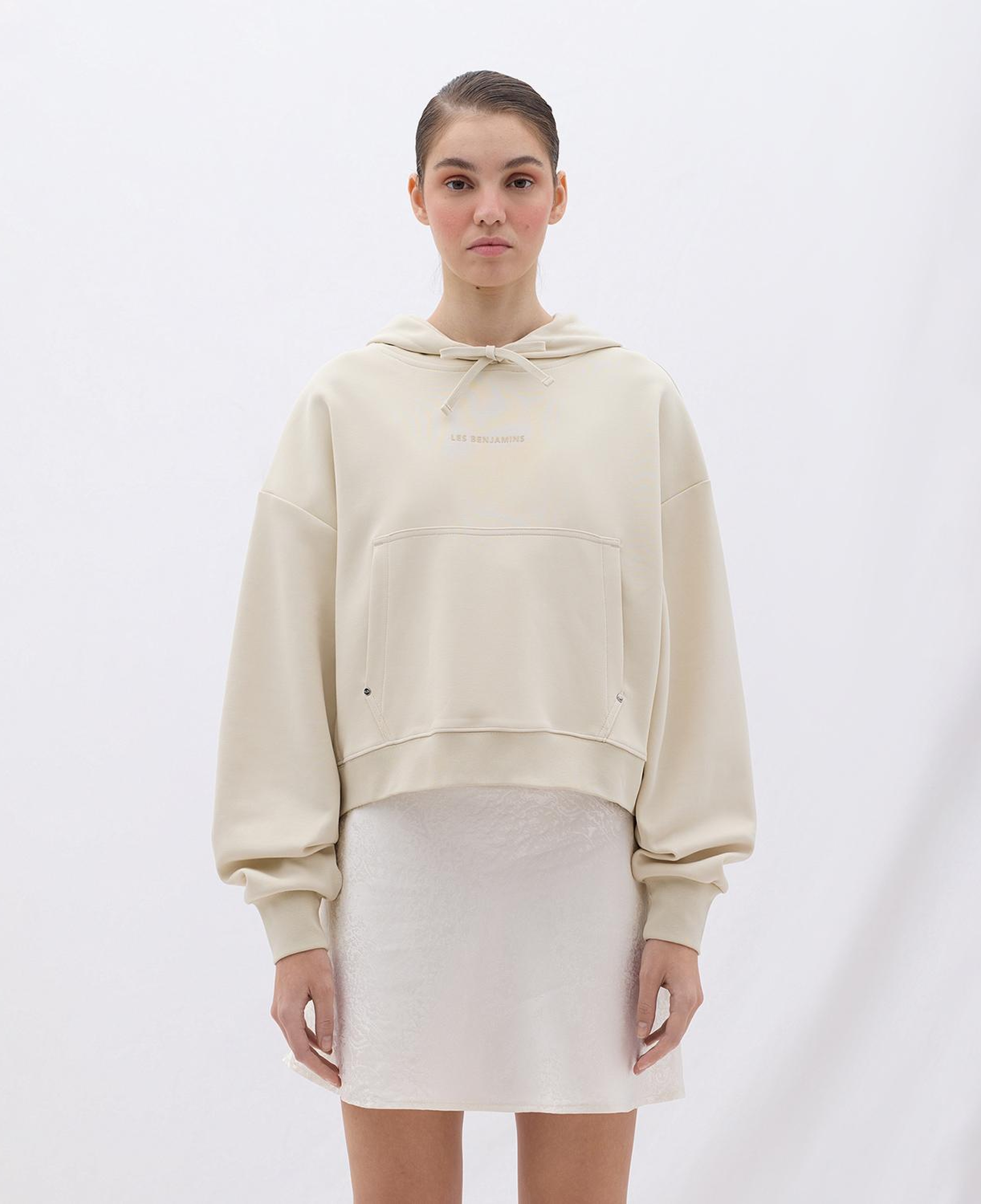 Les Benjamins Classics Kadın Krem Hoodie