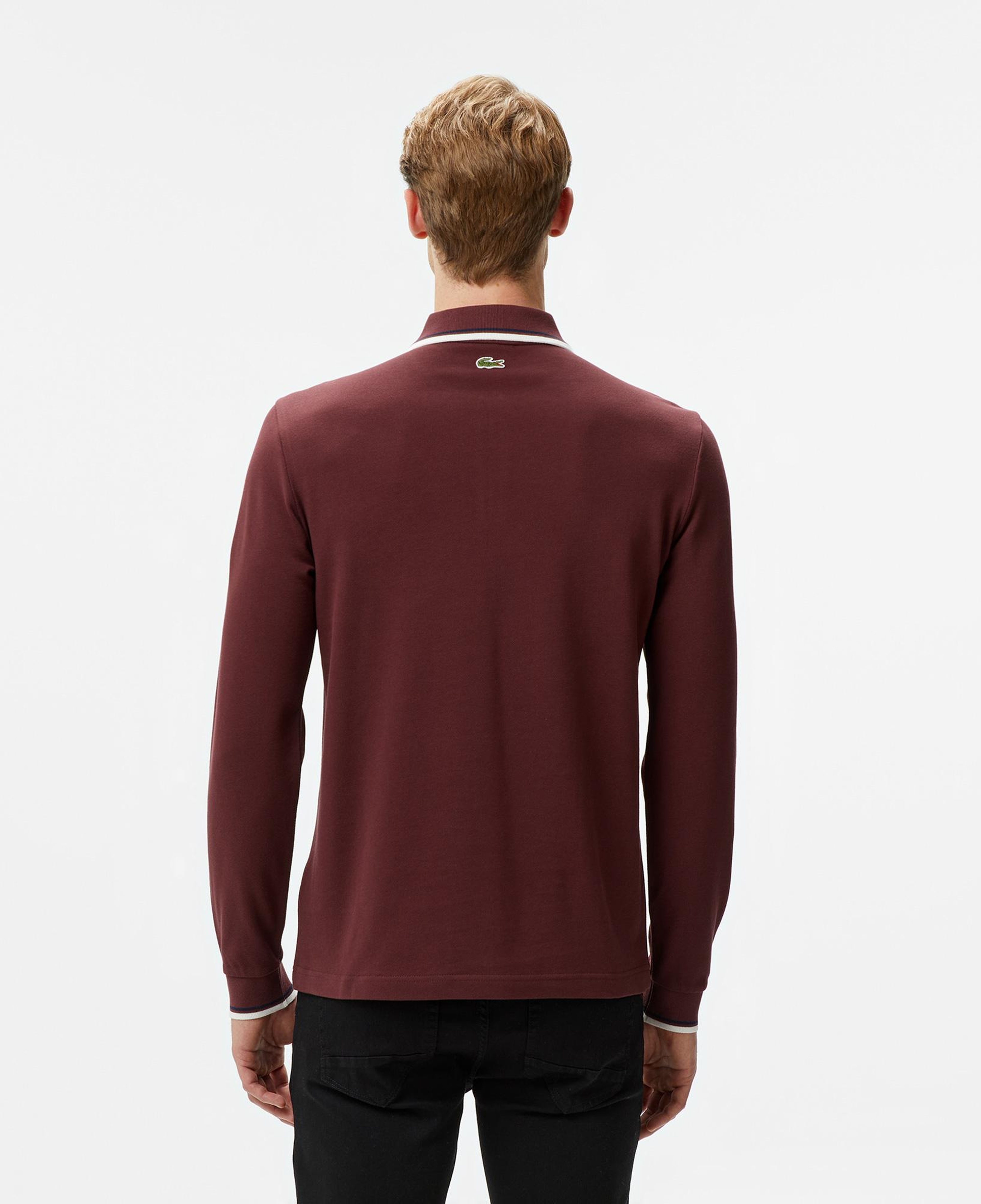 Erkek Regular Fit Uzun Kollu Yarım Fermuarlı Bordo Polo