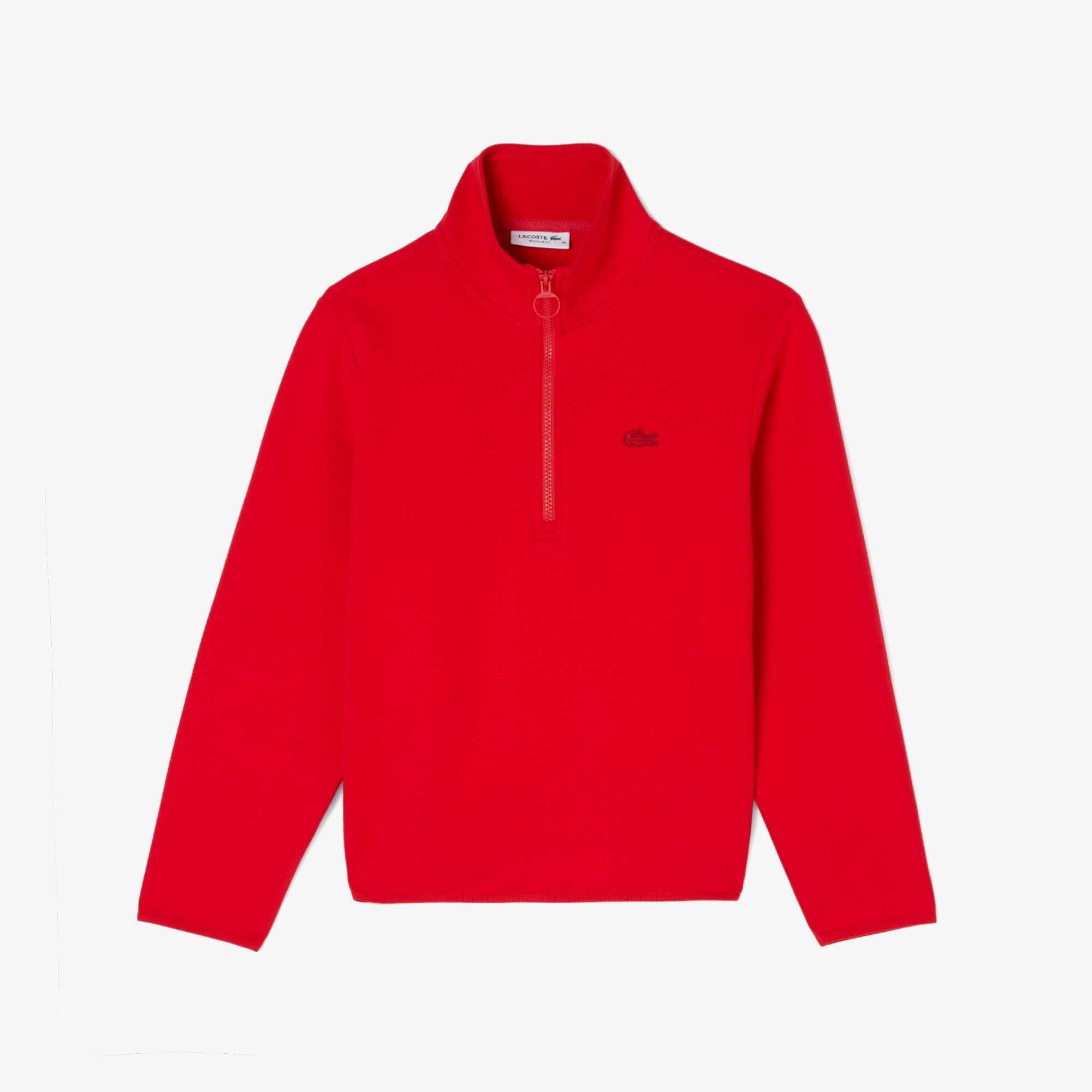 Kadın Regular Fit Yarım Fermuarlı Kırmızı Sweatshirt