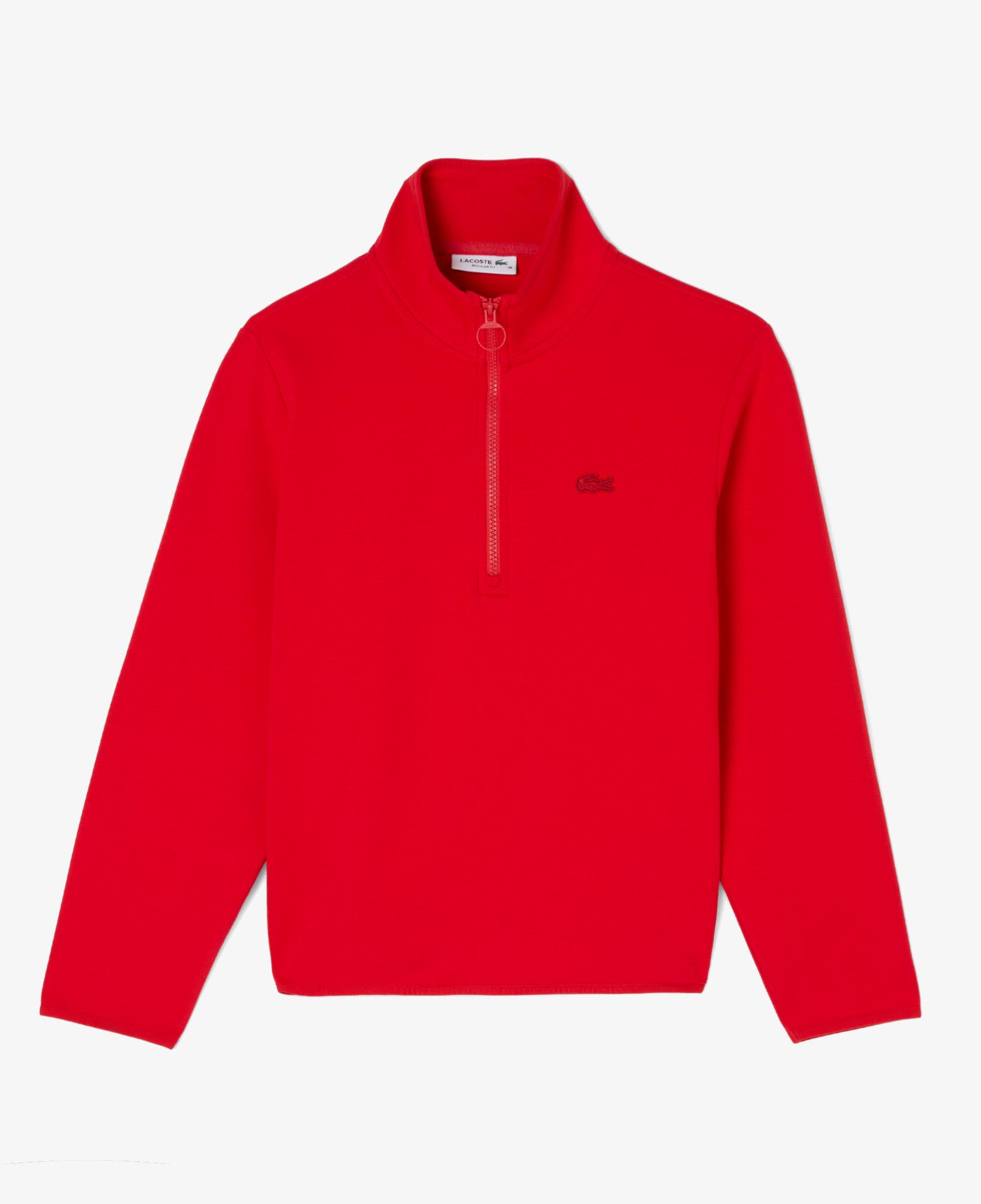Kadın Regular Fit Yarım Fermuarlı Kırmızı Sweatshirt
