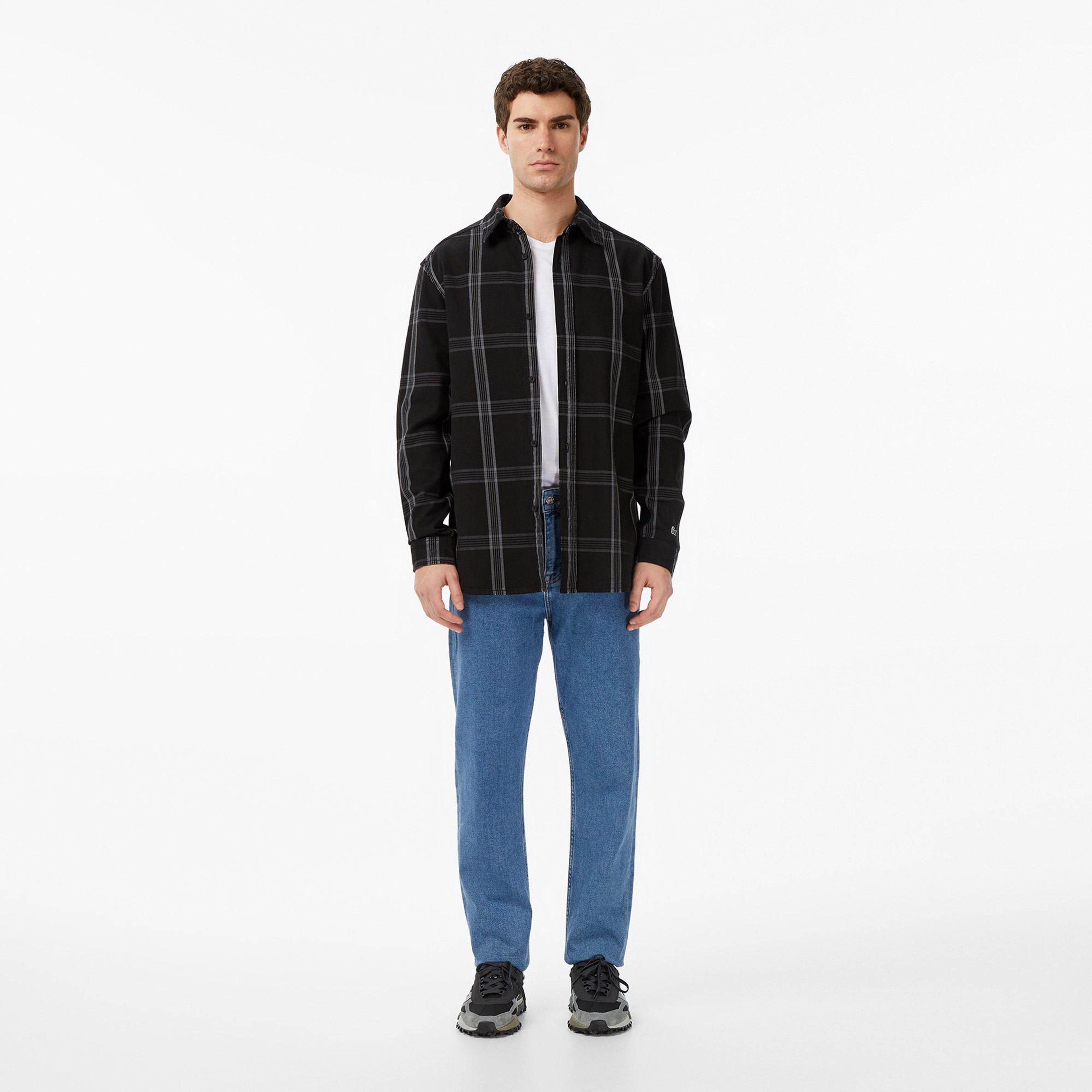 Lacoste Erkek Regular Fit Kareli Siyah Gömlek
