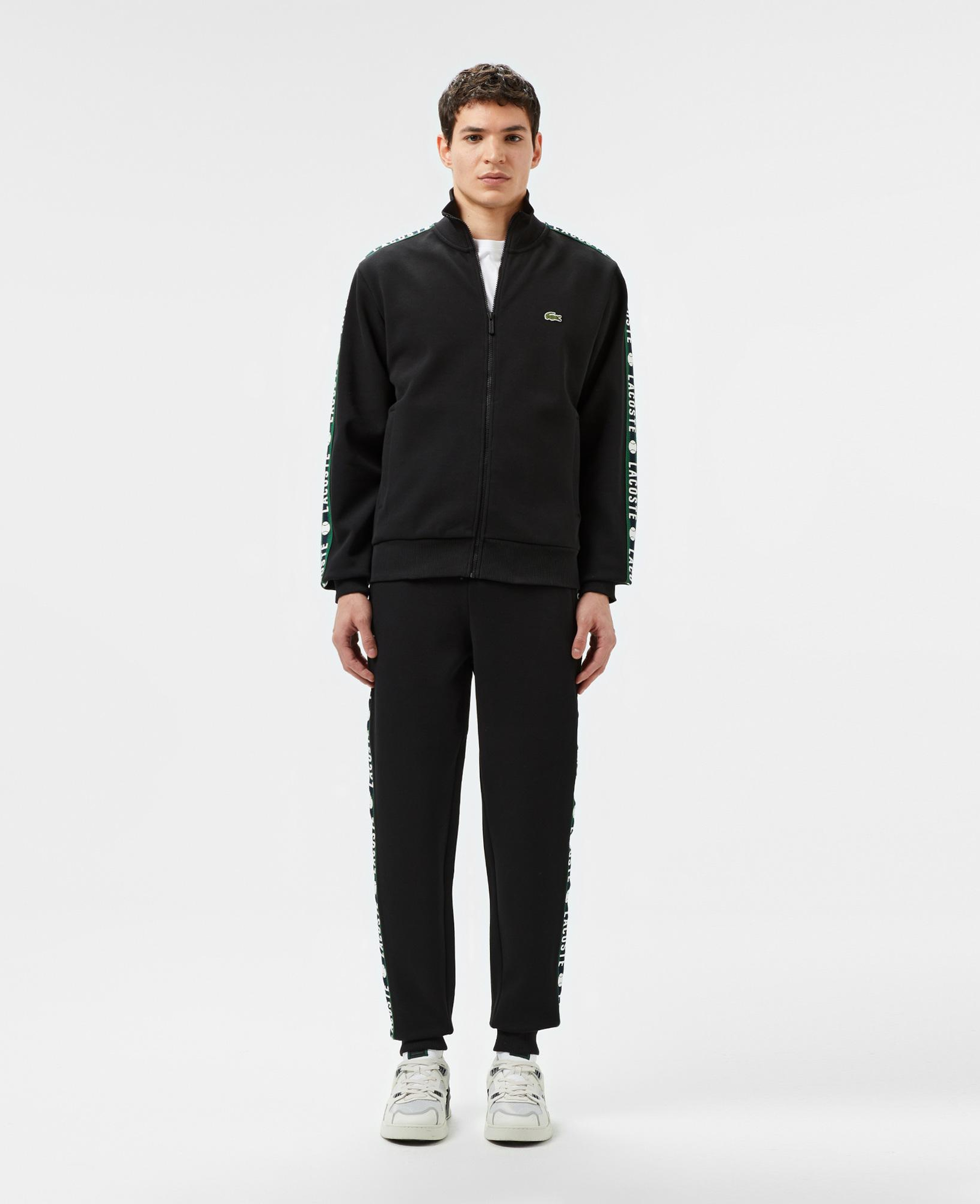 Erkek Fermuarlı Baskılı Siyah Sweatshirt