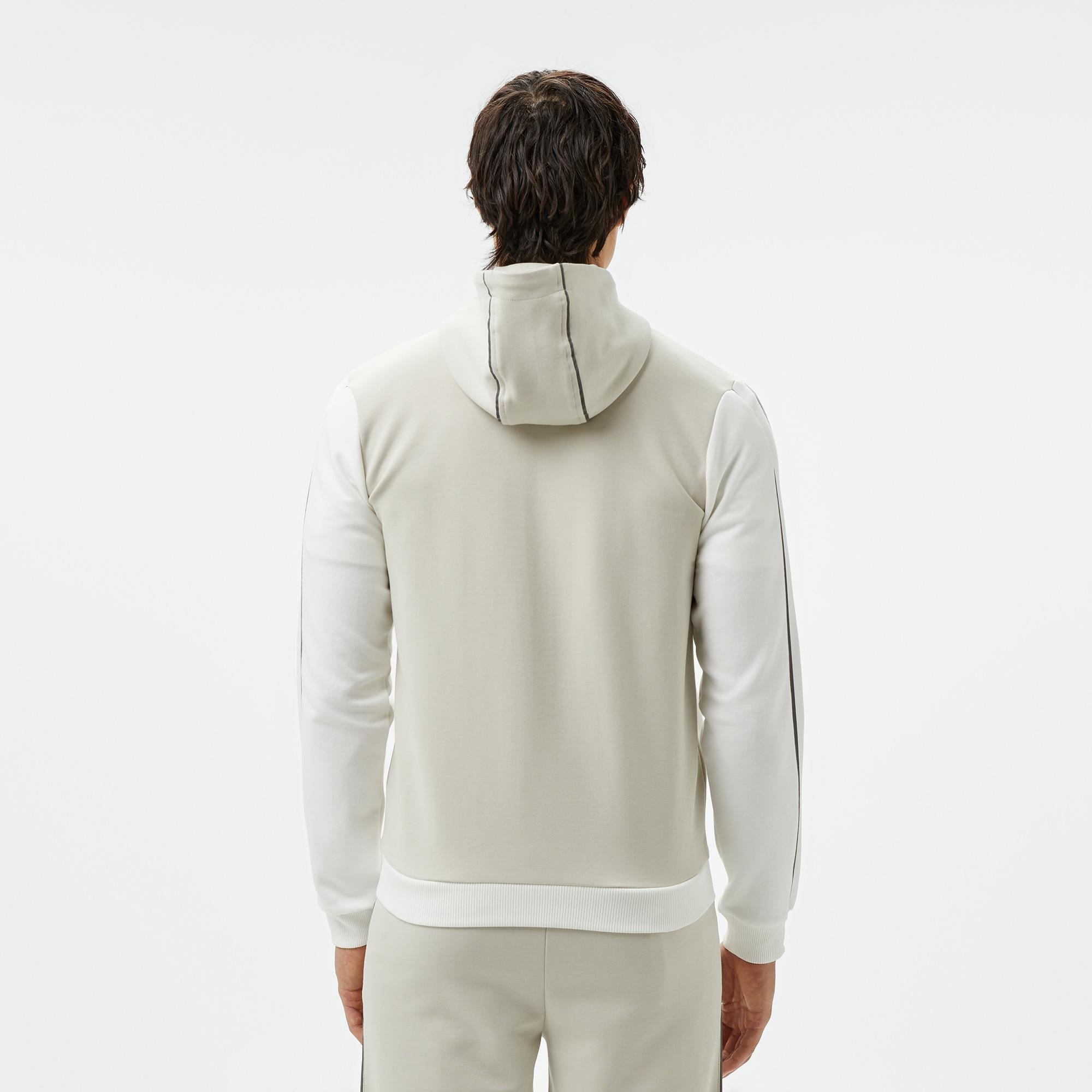 Erkek Slim Fit Kapüşonlu Gri Sweatshirt