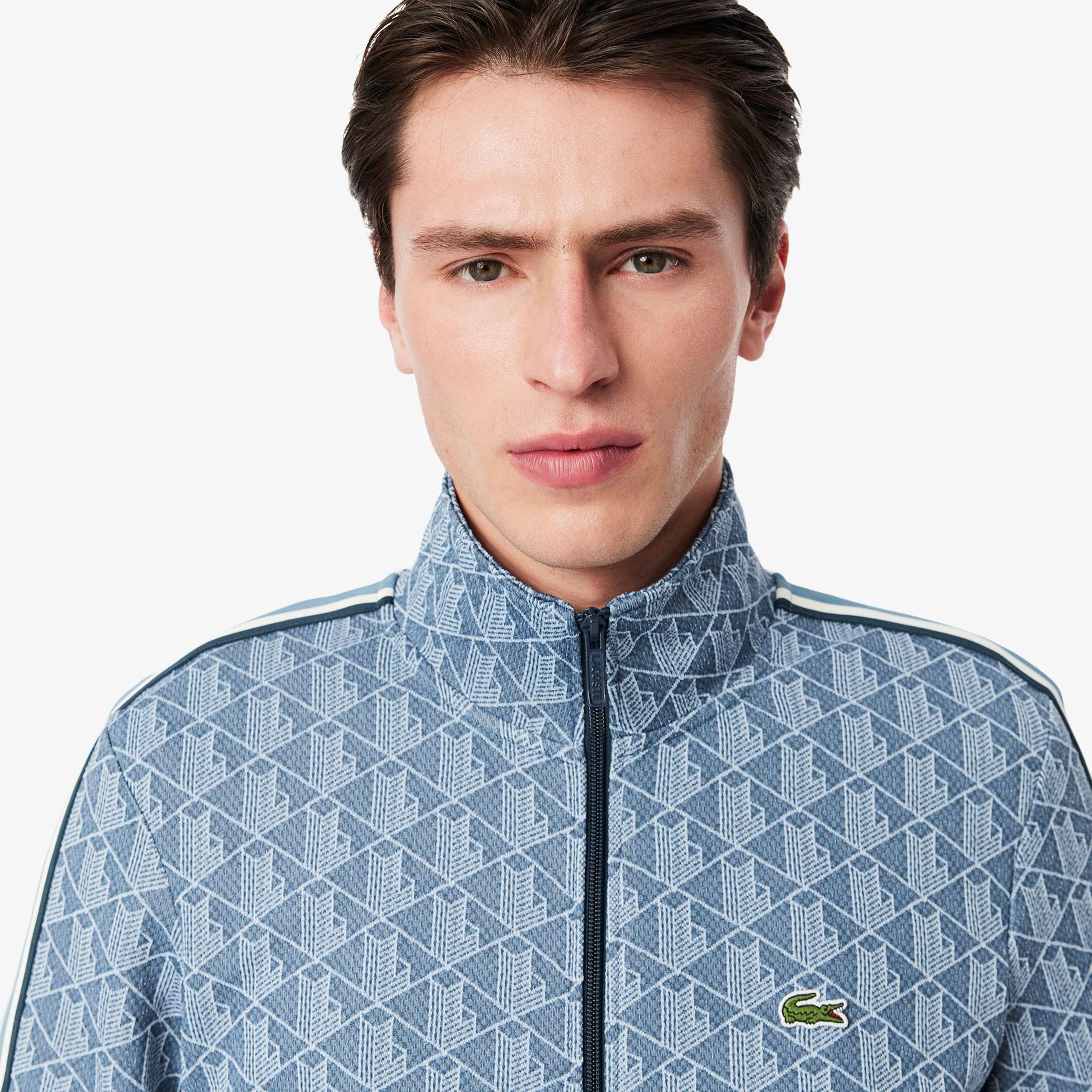 Lacoste Regular Fit Monogram Erkek Mavi Eşofman Üstü