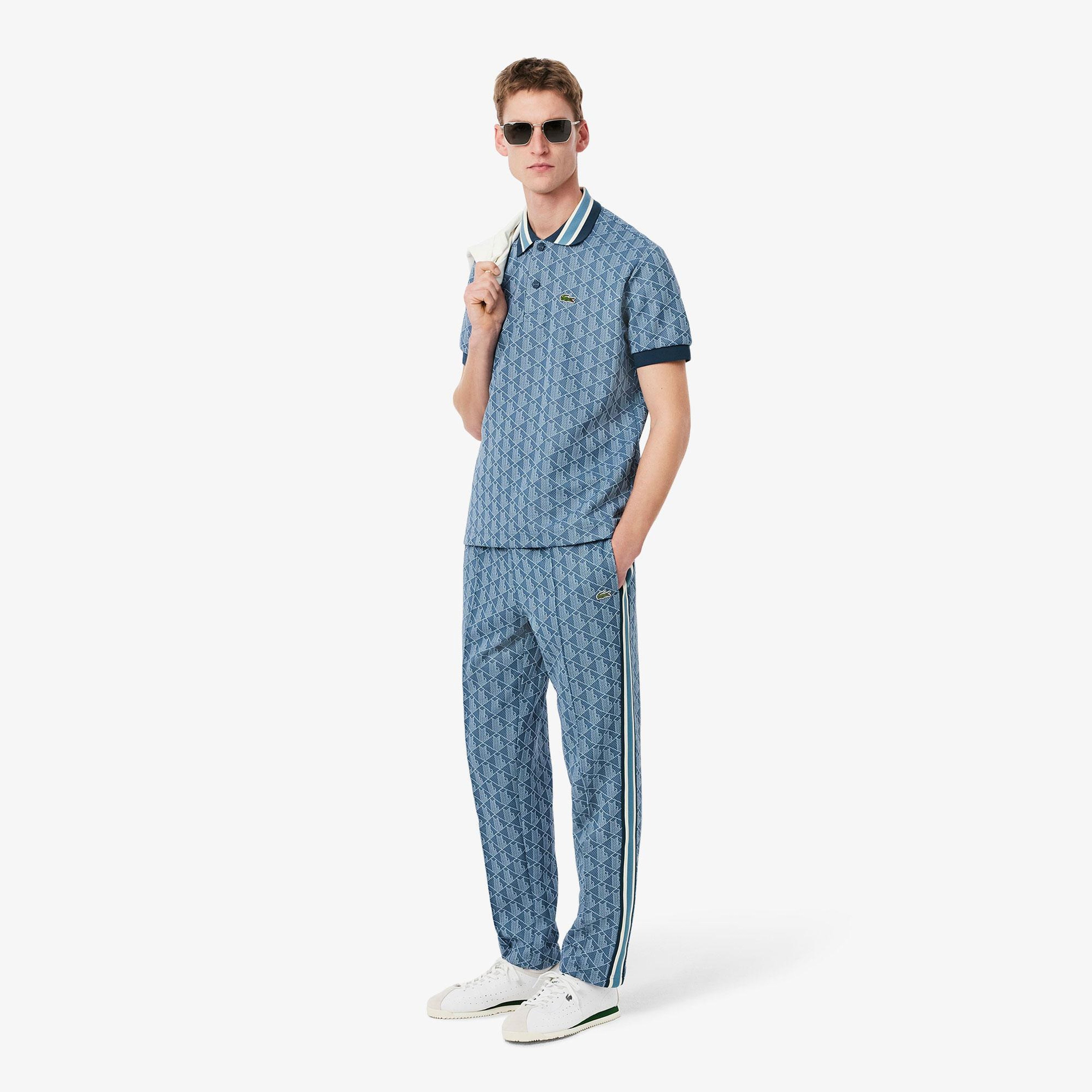 Paris Erkek Regular Fit Monogram Mavi Eşofman Altı