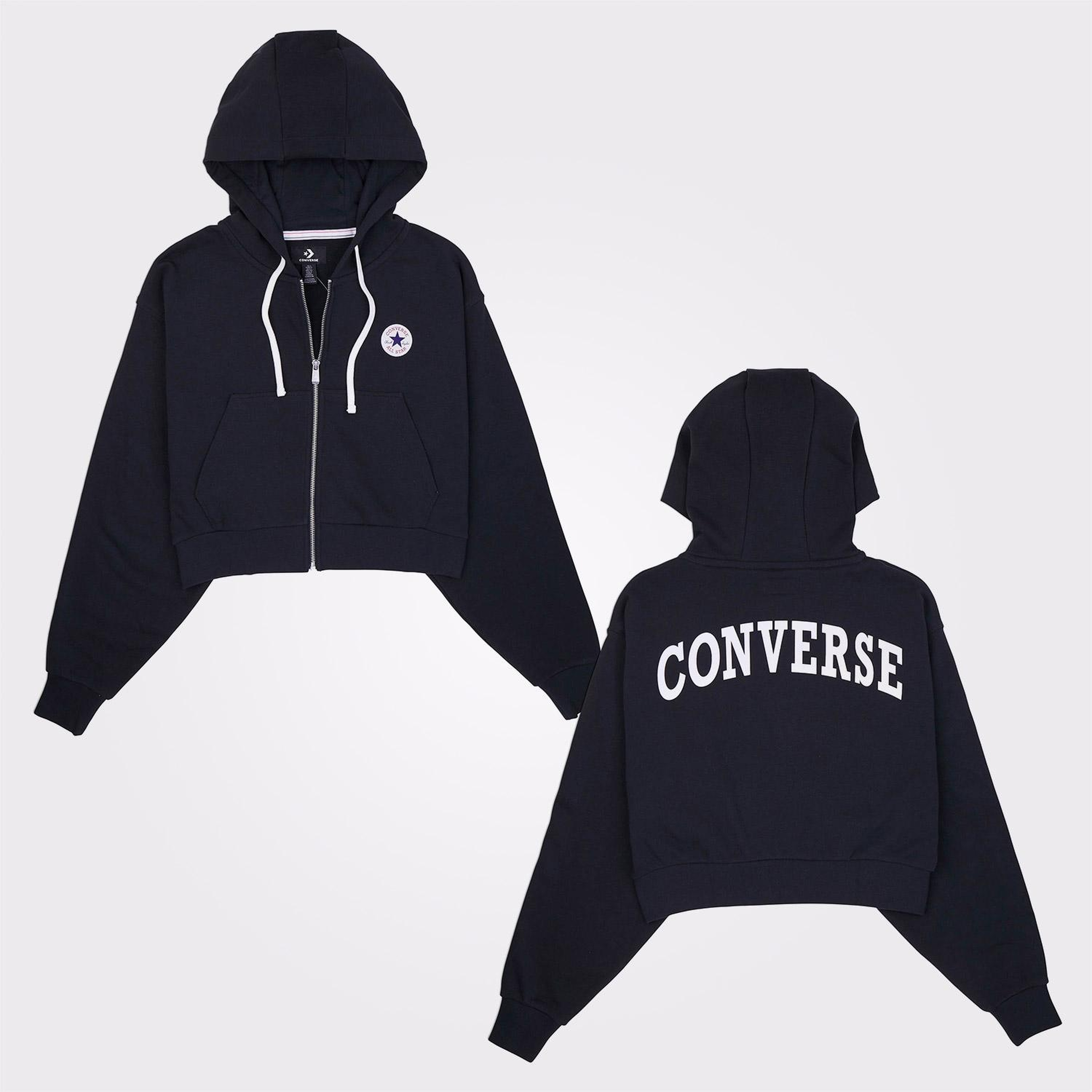Converse Kadın Fermuarlı Siyah Eşofman Üstü