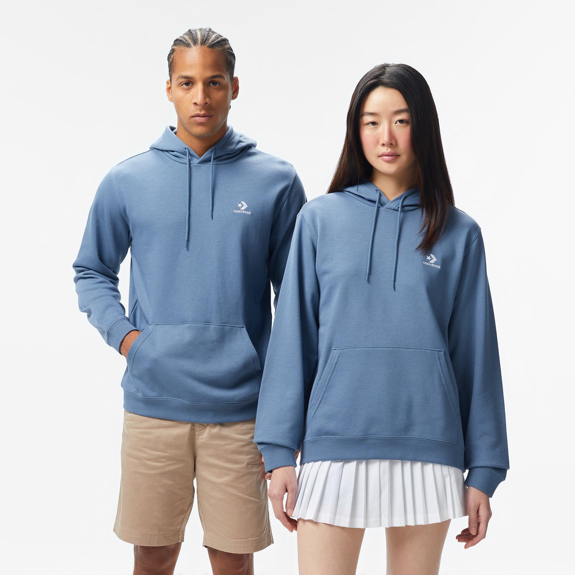 Converse Go-To Unisex Kapüşonlu Mavi Hoodie