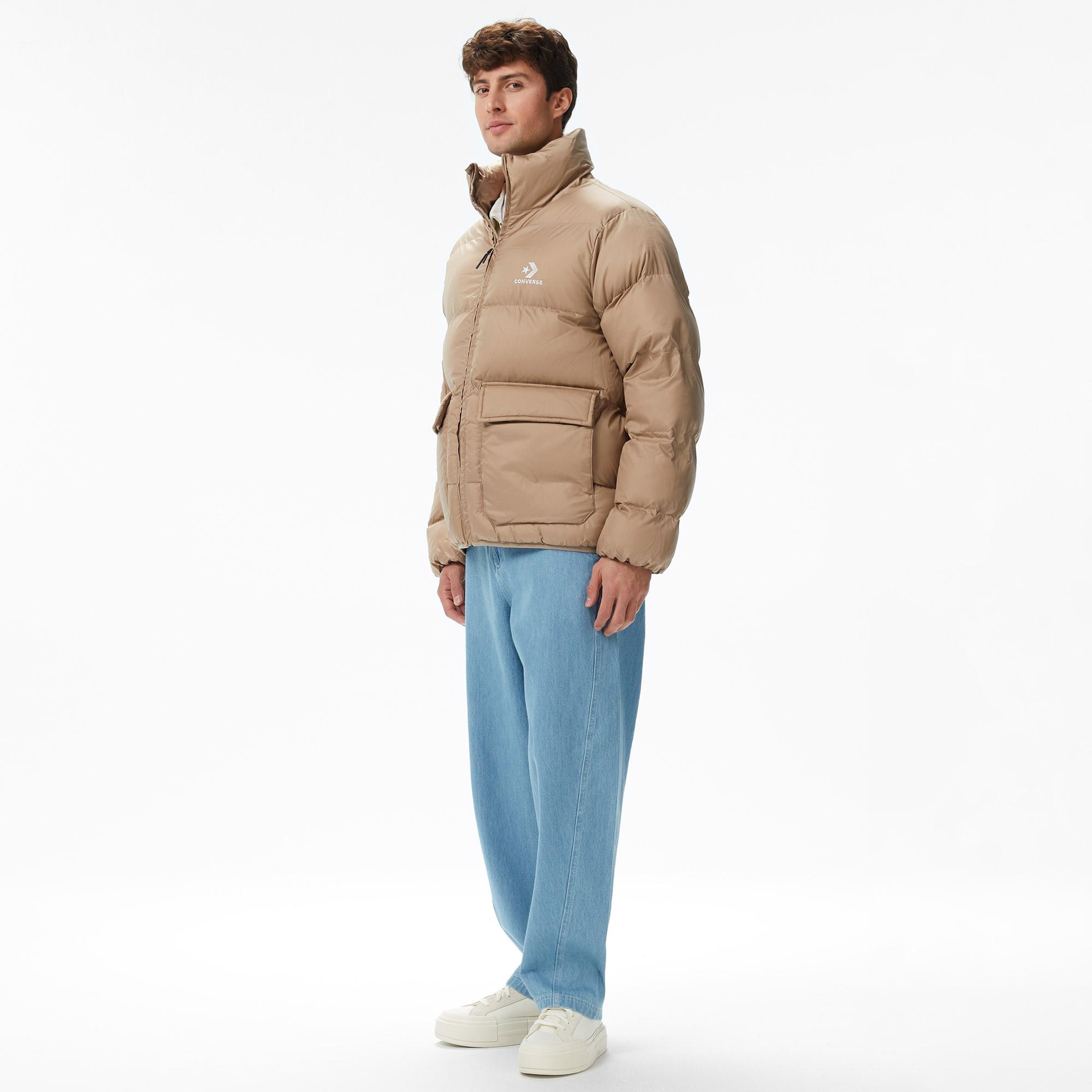 Converse Classic Patch Pocket Erkek Dik Yaka Krem Şişme Mont